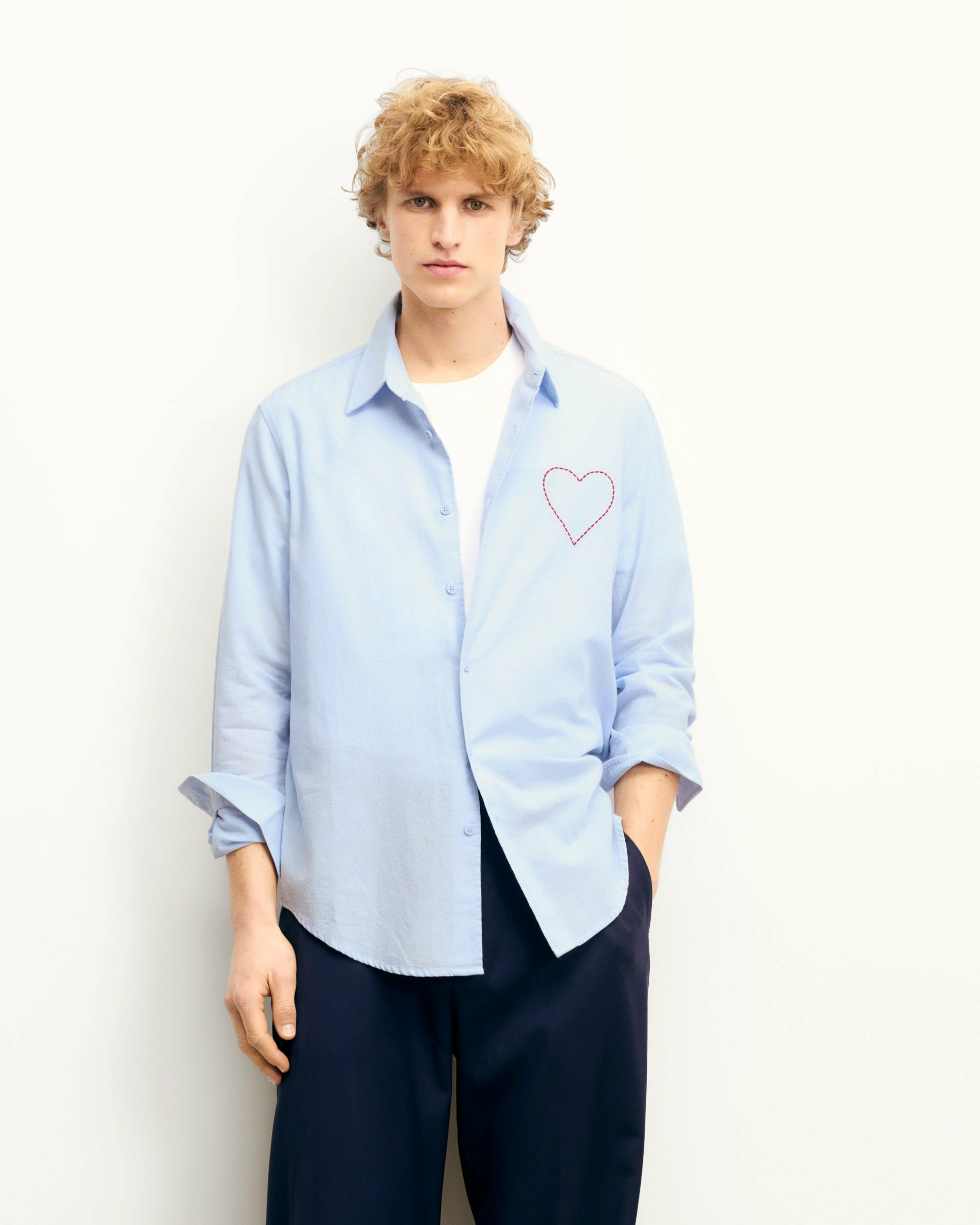 Chemise Manches Longues Cœur Brodé