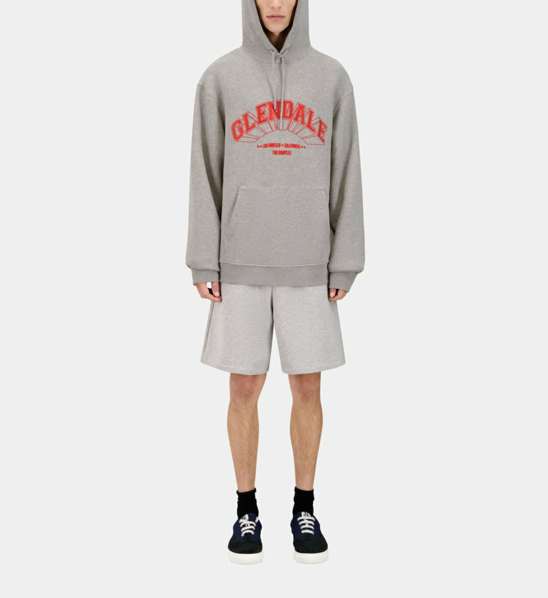 Sweatshirt À Capuche Gris Avec Sérigraphie Glendale Homme
