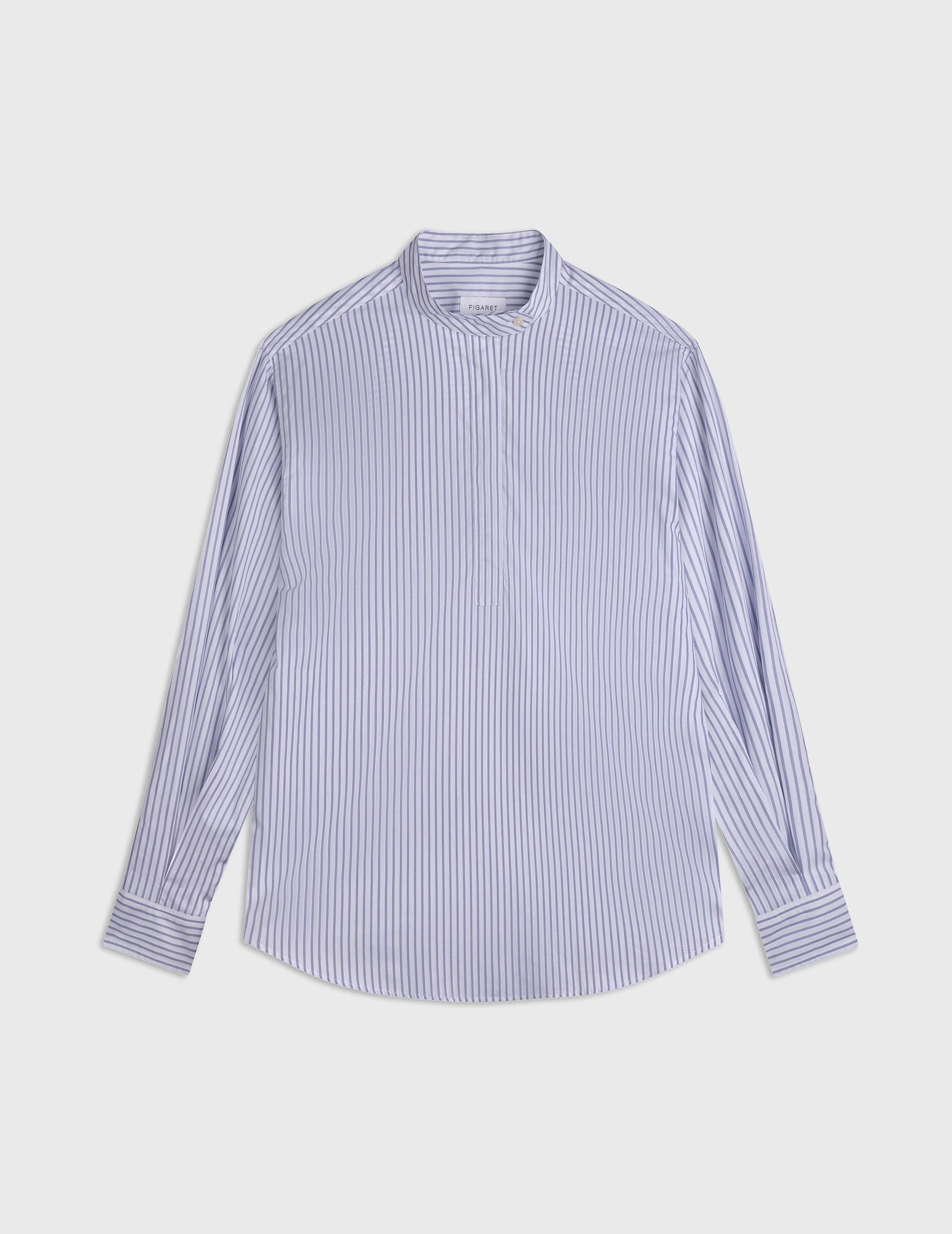 Chemise popover Laure gorge cachée rayée bleue