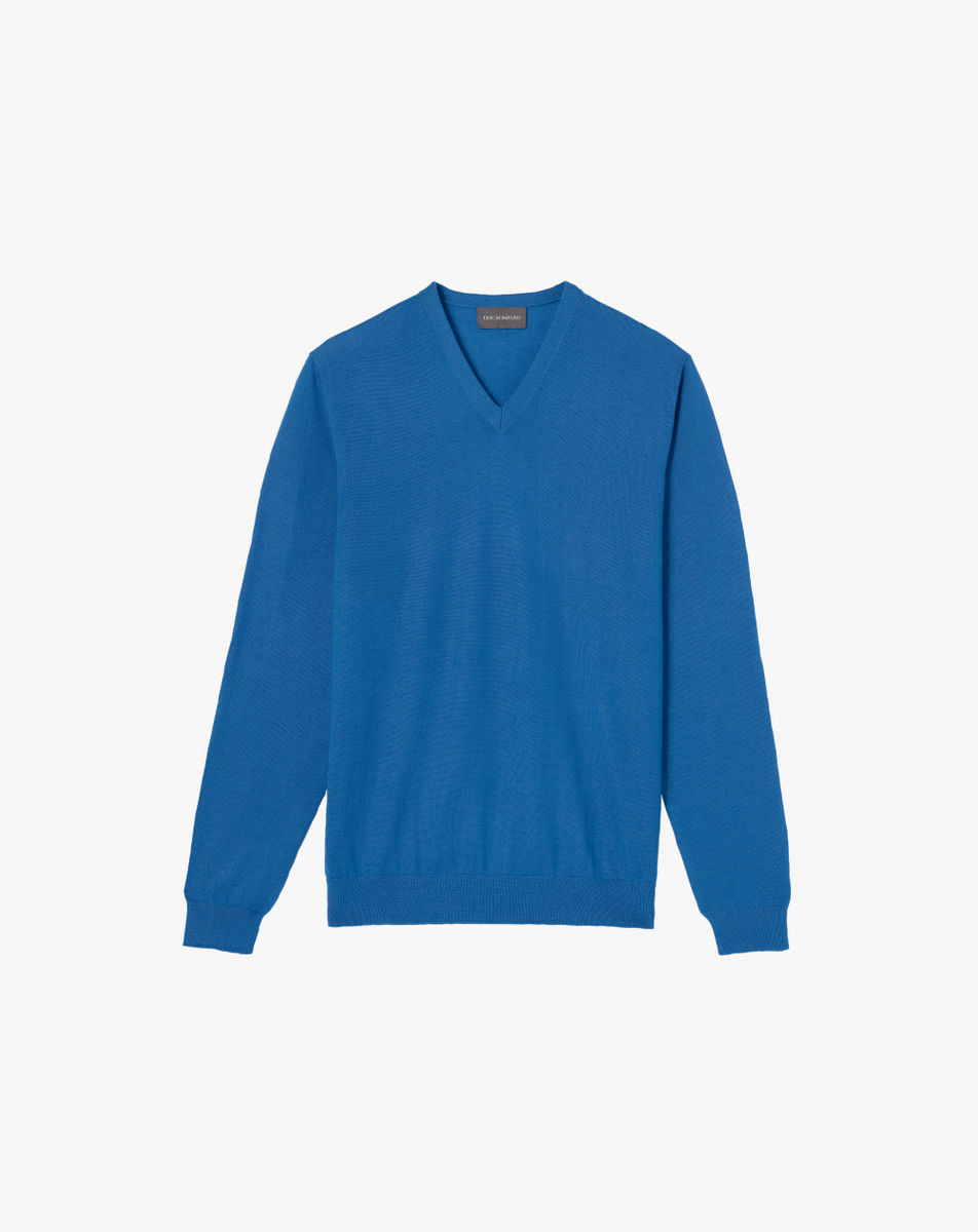 Pull col V ultrafin - Homme - BLEU DE FRANCE