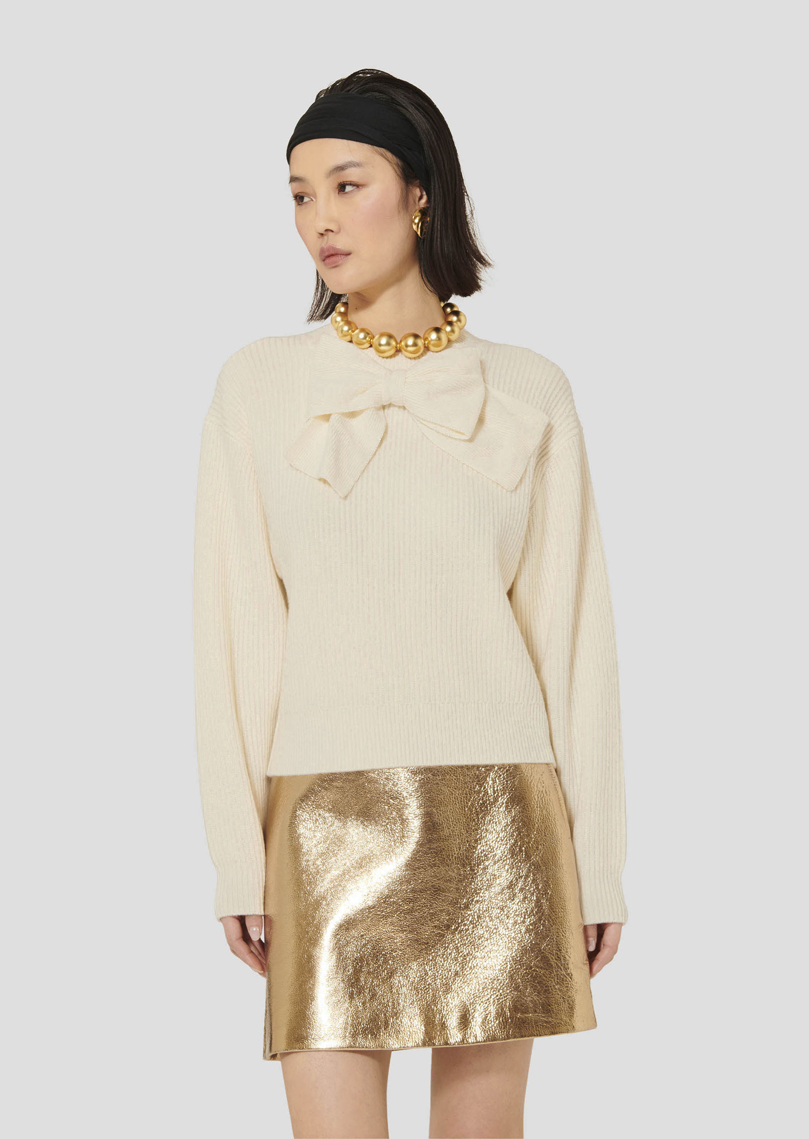 Pull Phoebe-Ecru en Laine Mercerisée