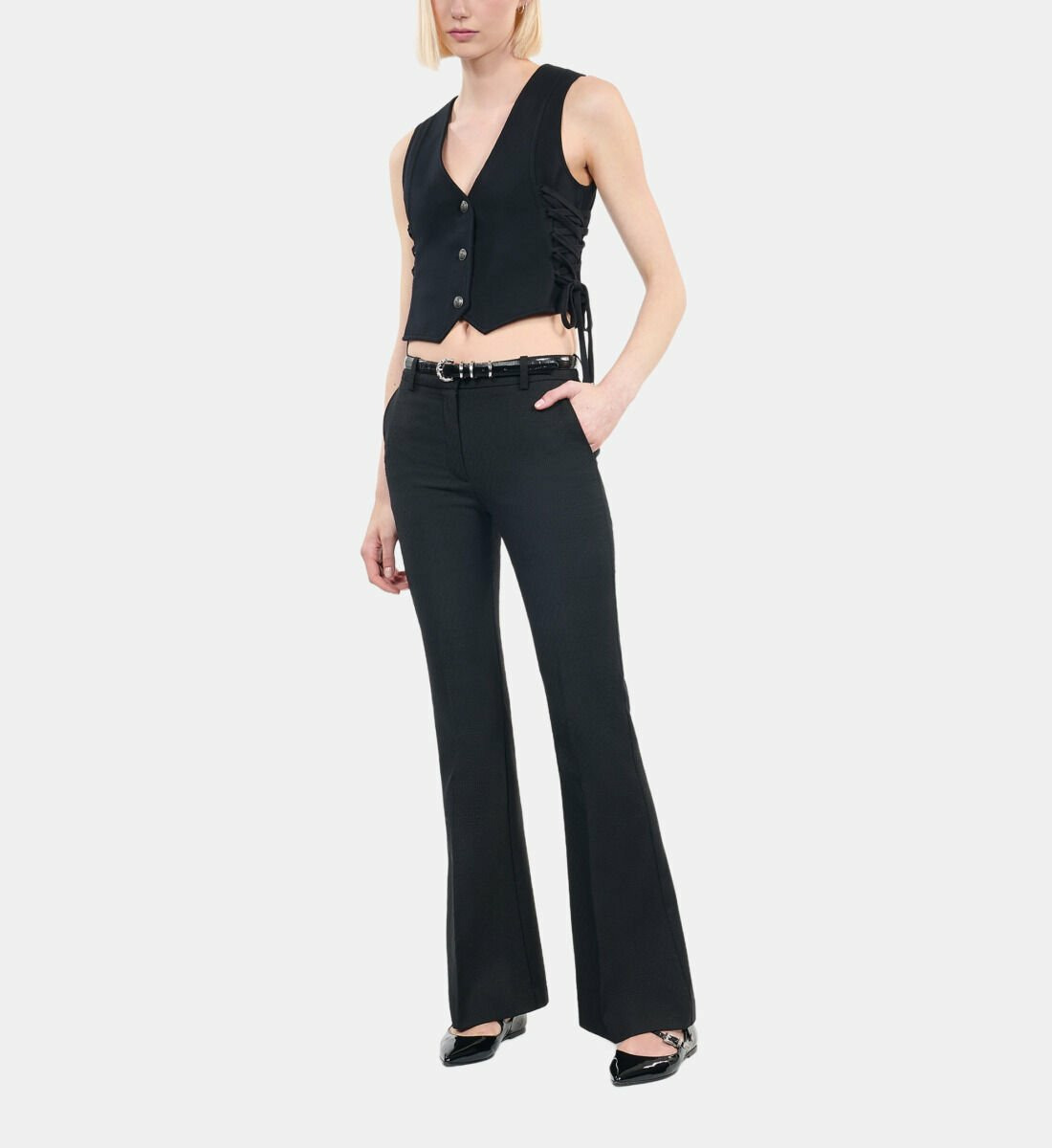 Gilet Avec Laçage Noir Femme