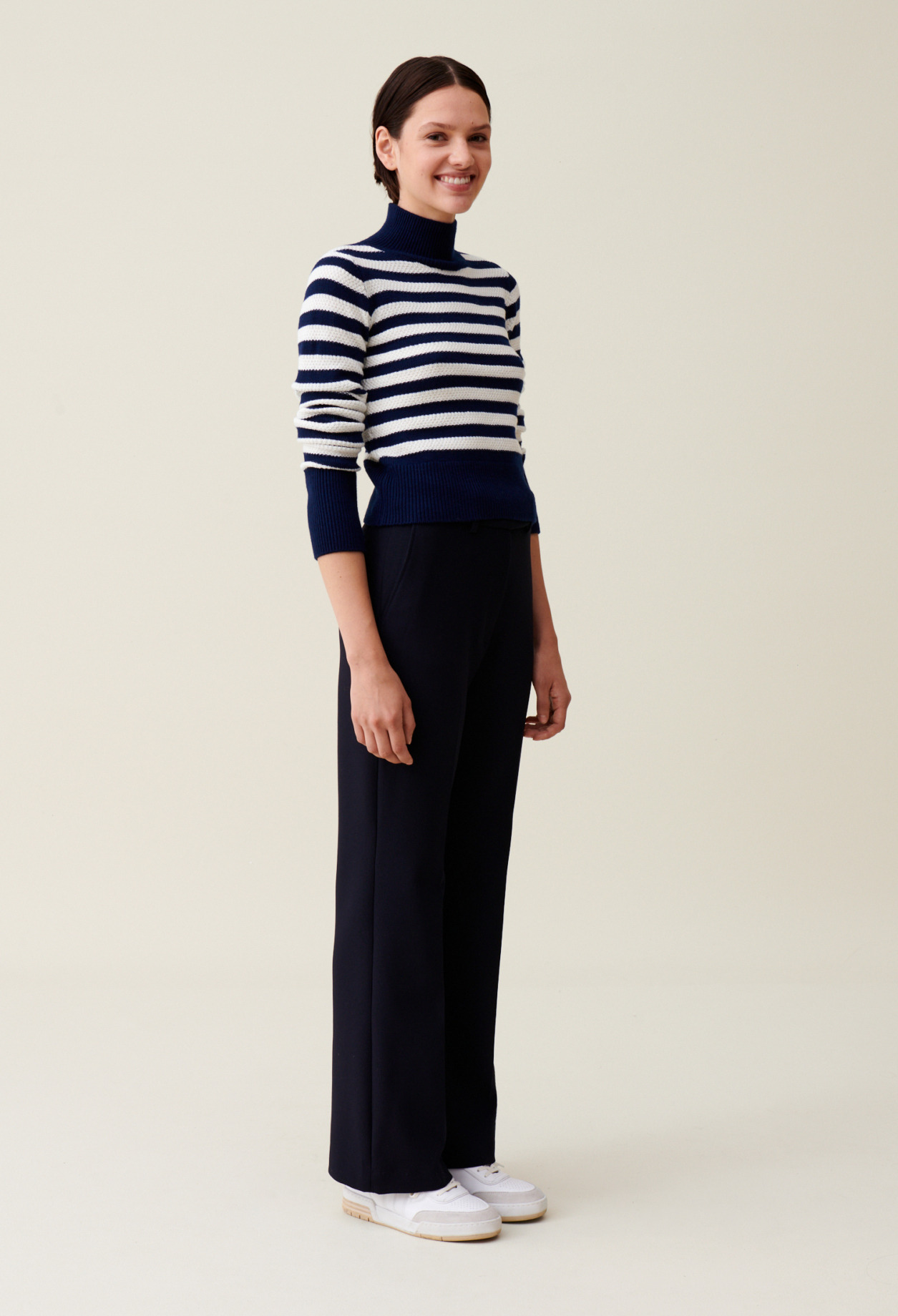 Pull marinière col montant