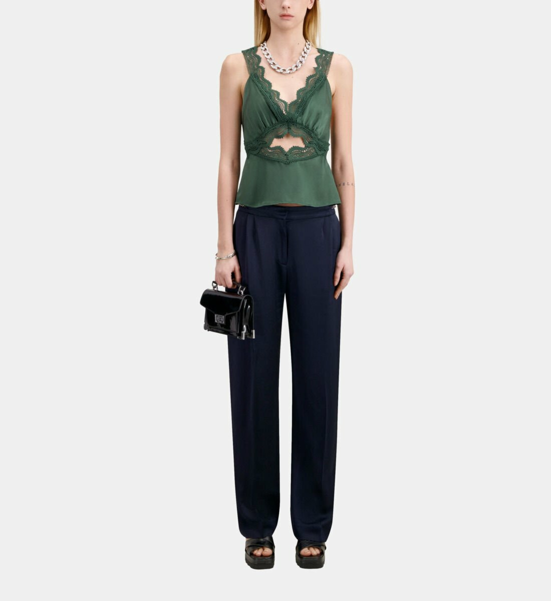 Top Vert Avec Guipure Femme