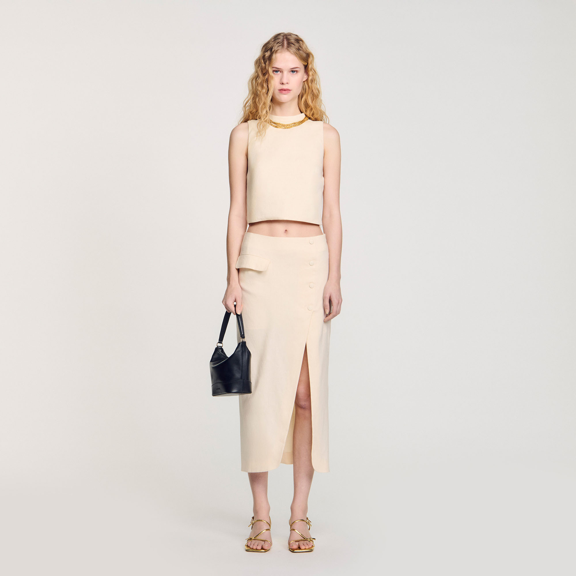 Top court en maille à collier