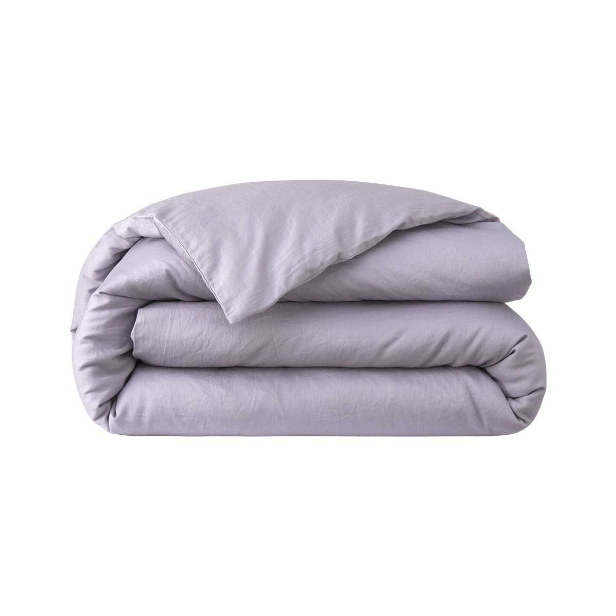 Desforges - Housse de couette en satin de coton lavé rose, Palerme