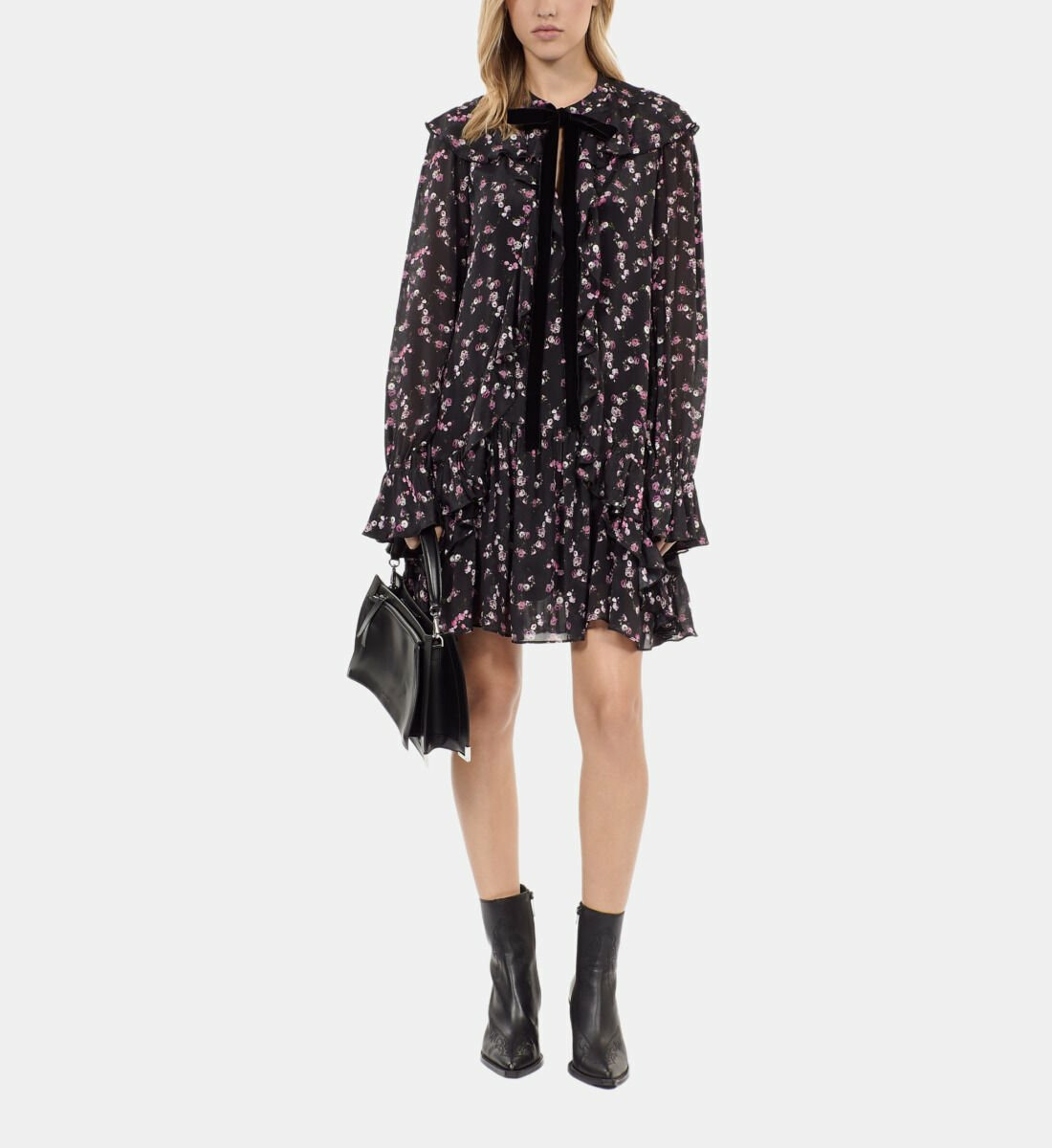 Robe Courte À Volants Imprimé Fleuri Femme