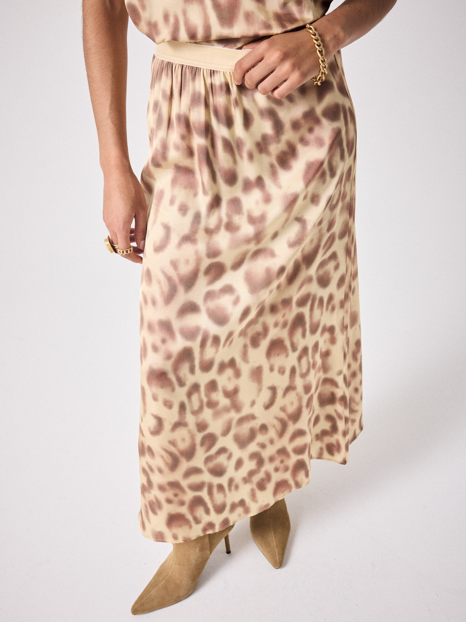 Jupe satiné Sharona LEOPARD