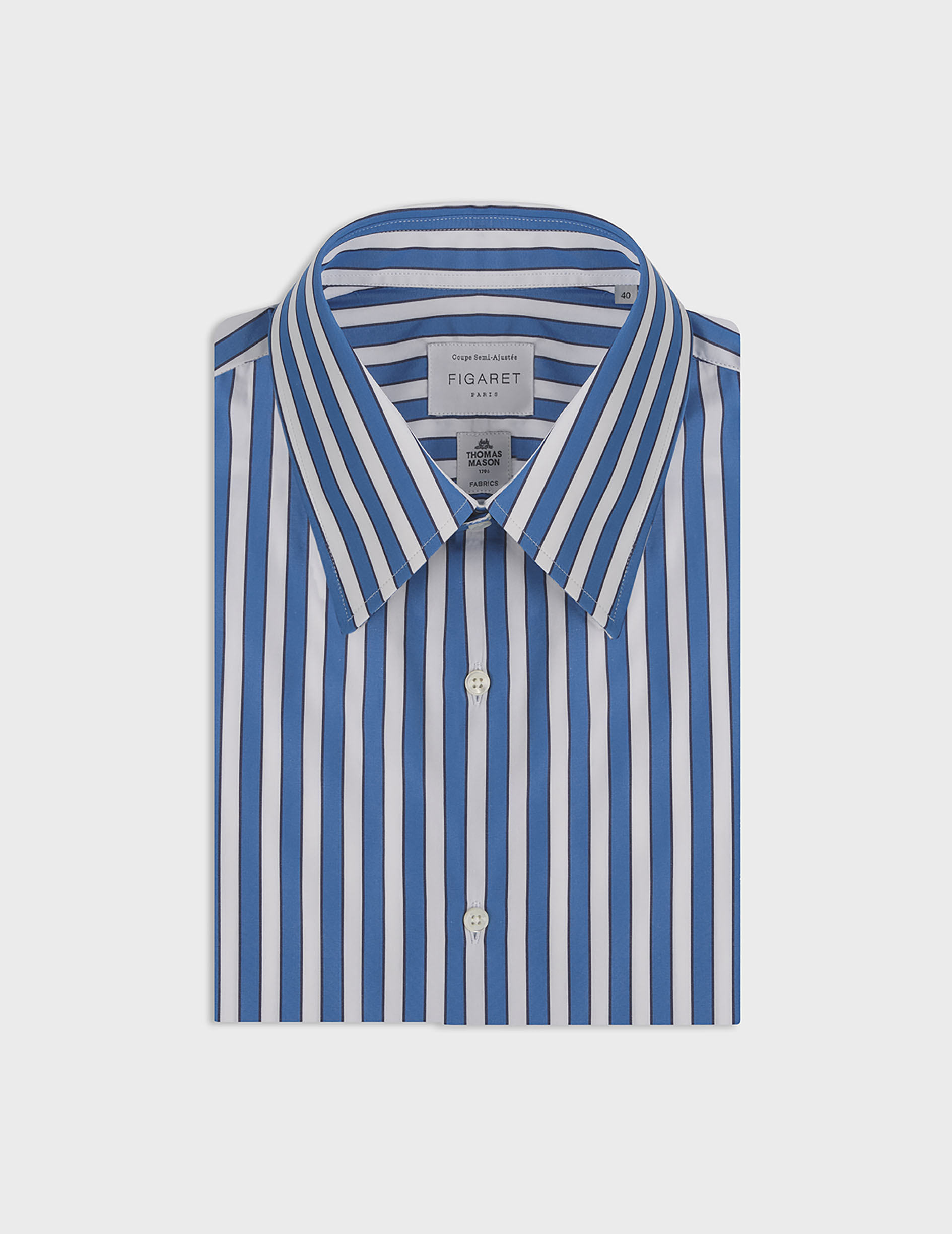 Chemise semi-ajustée rayée bleue