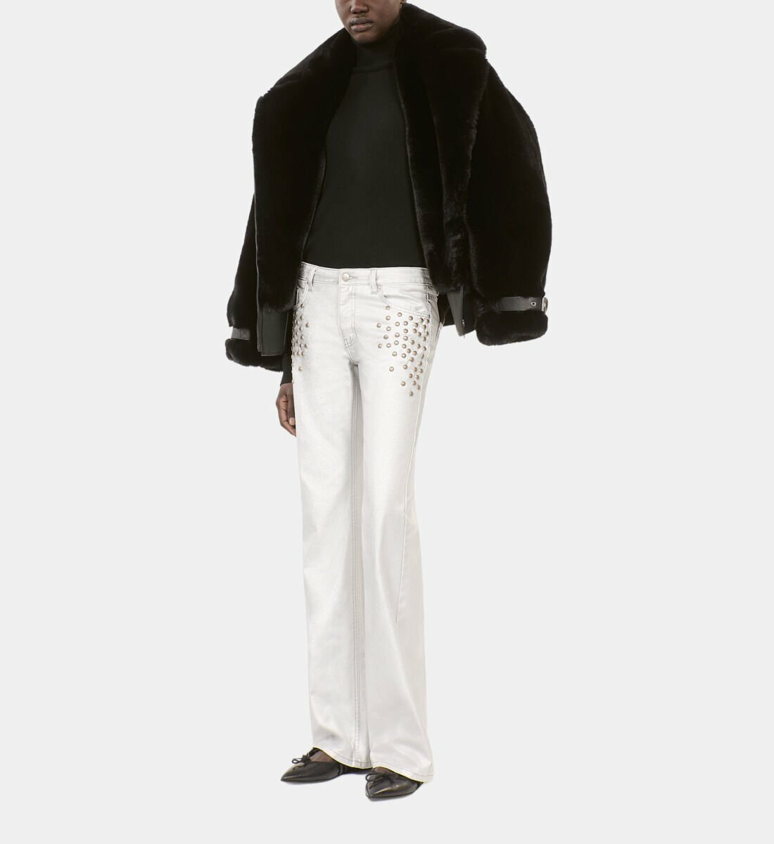 Jean Clouté Droit Argenté Femme