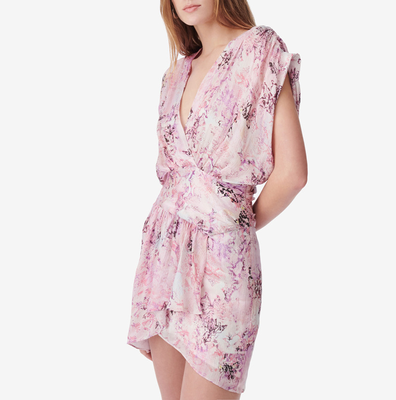 Robe Courte En Soie Imprimée Tissina