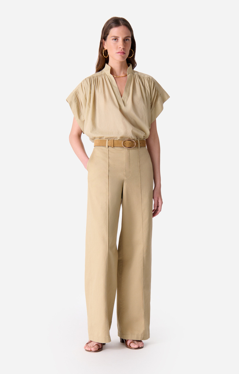 Pantalon Dulce En Cuir De Vachette