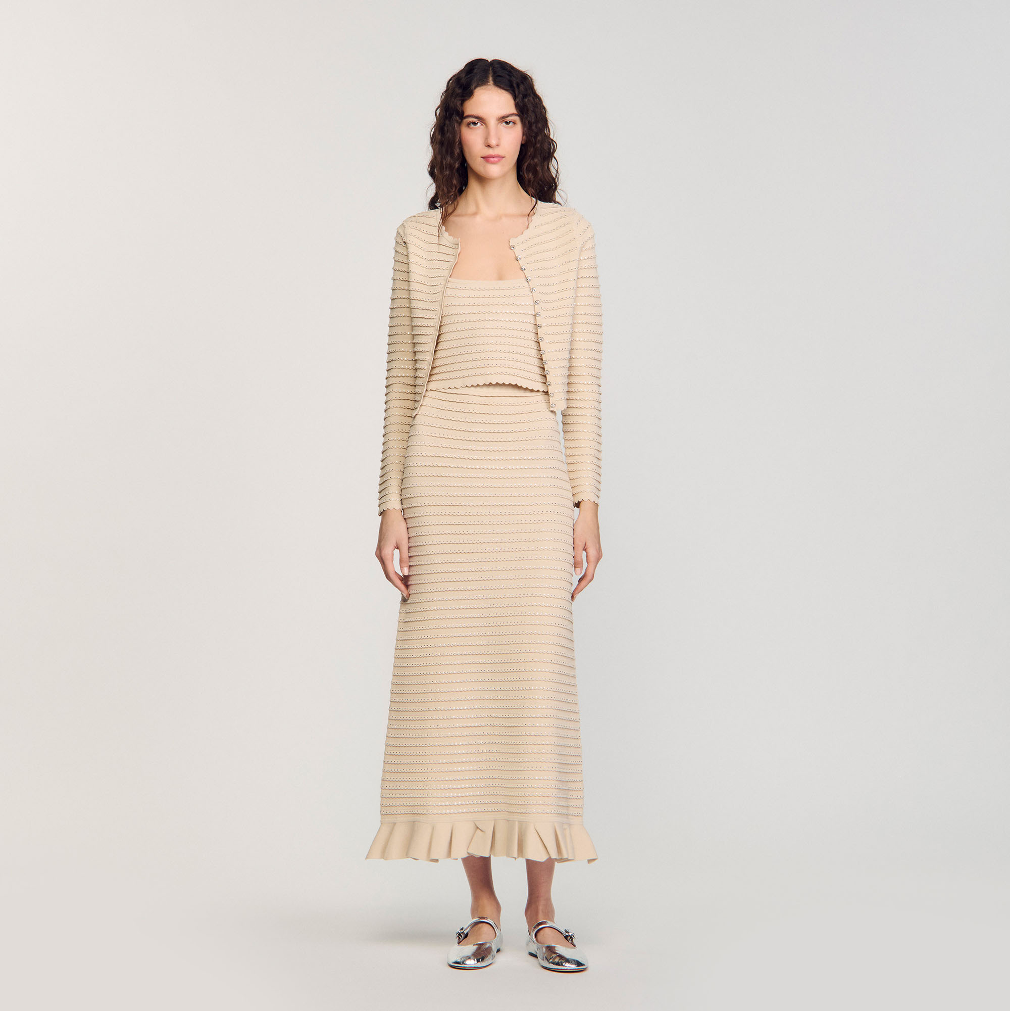 Top court en maille strassée