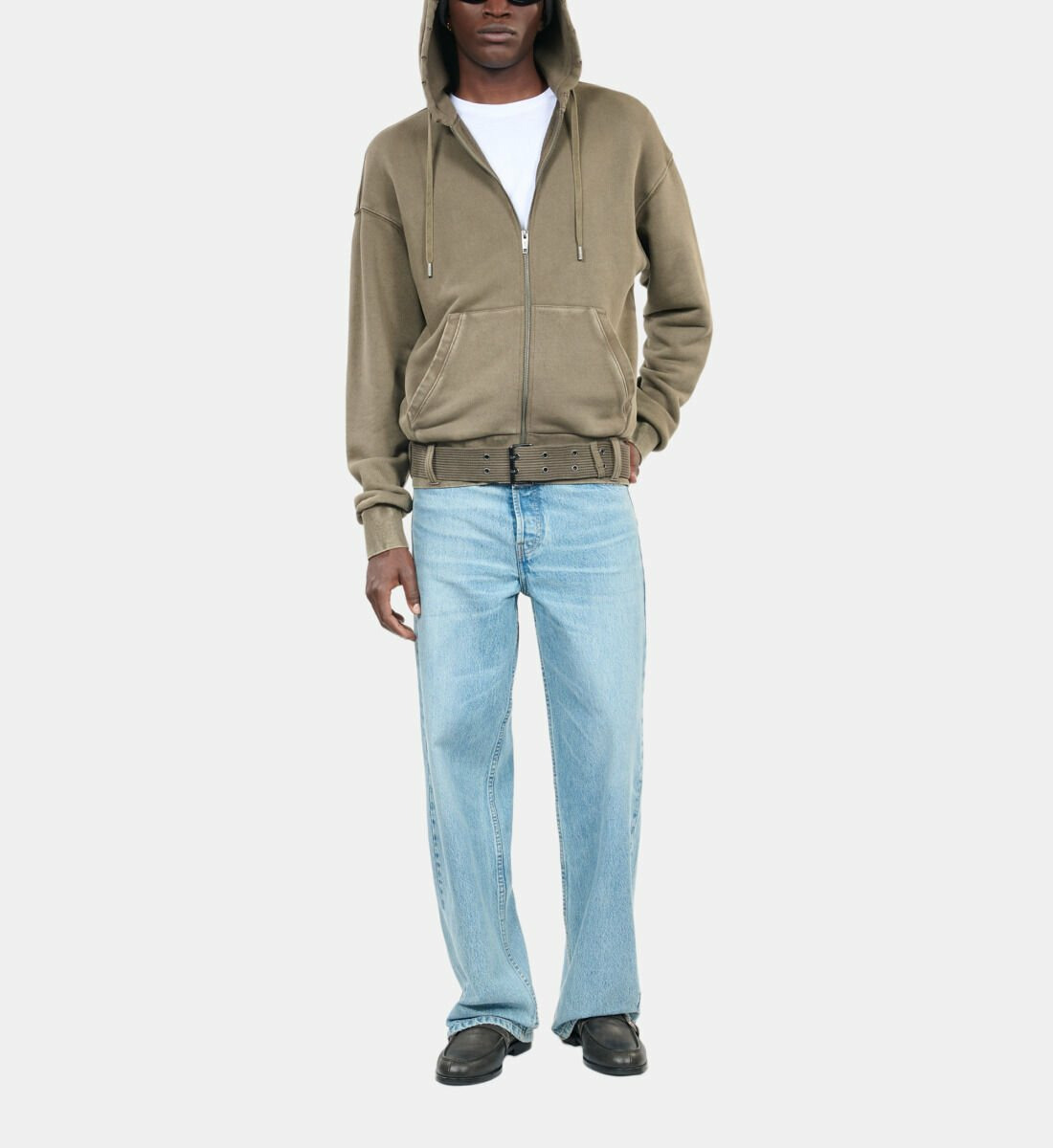 Sweatshirt À Capuche Kaki Homme