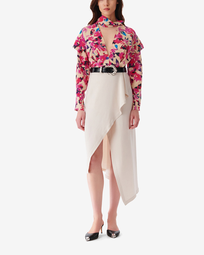 Top Imprimé En Soie Col V Martina