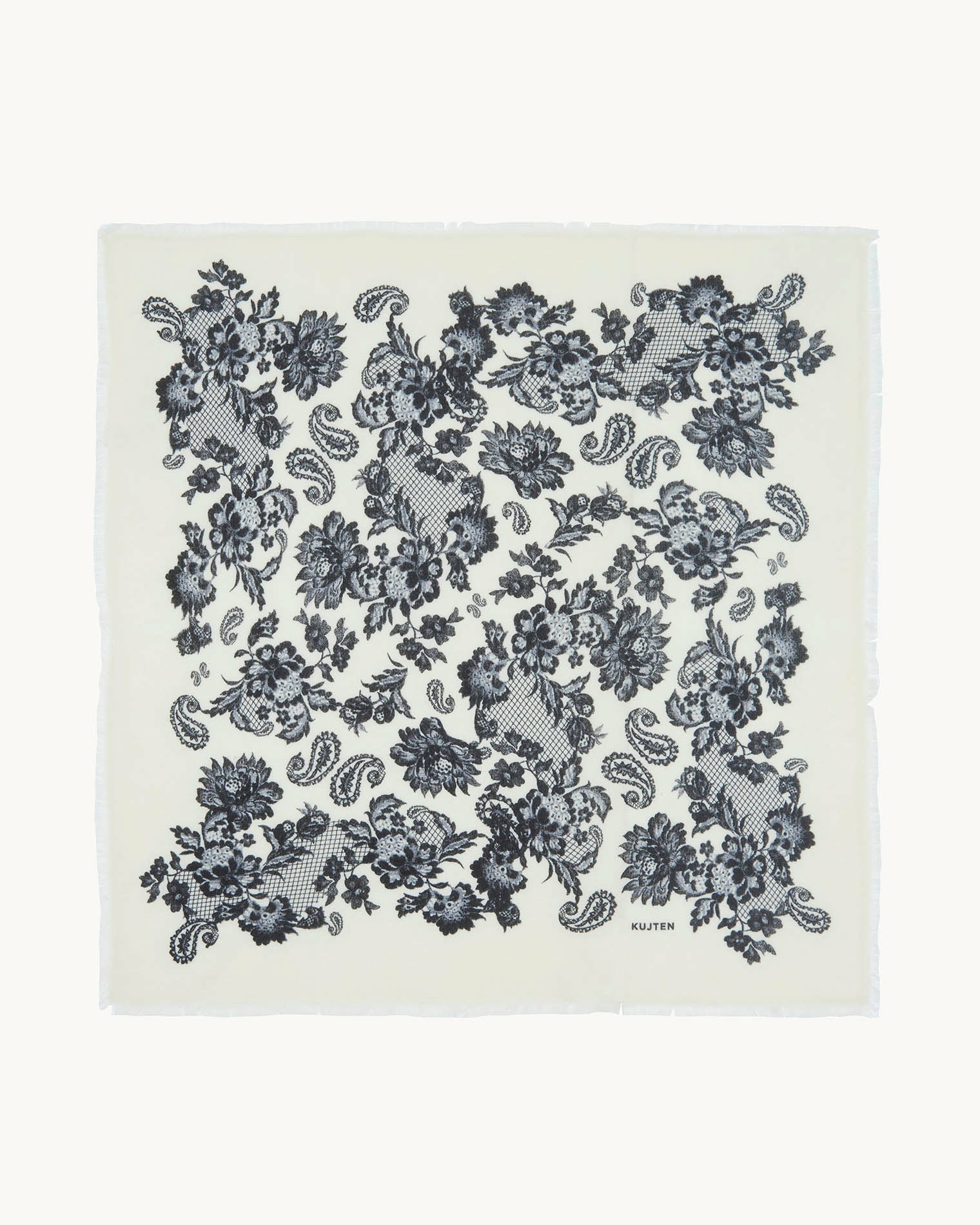 Grand Bandana Hachiko Lace blanc noir