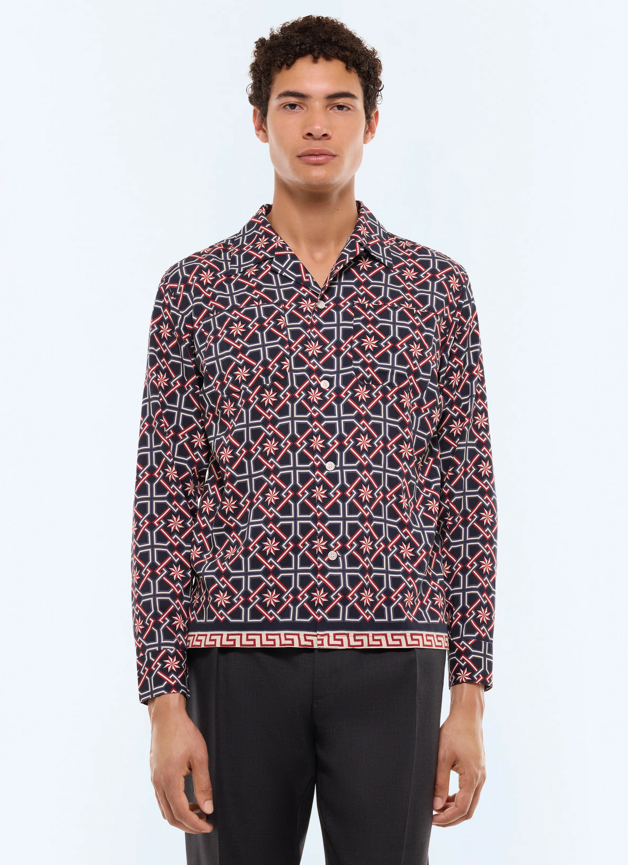 Chemise à col requin en viscose