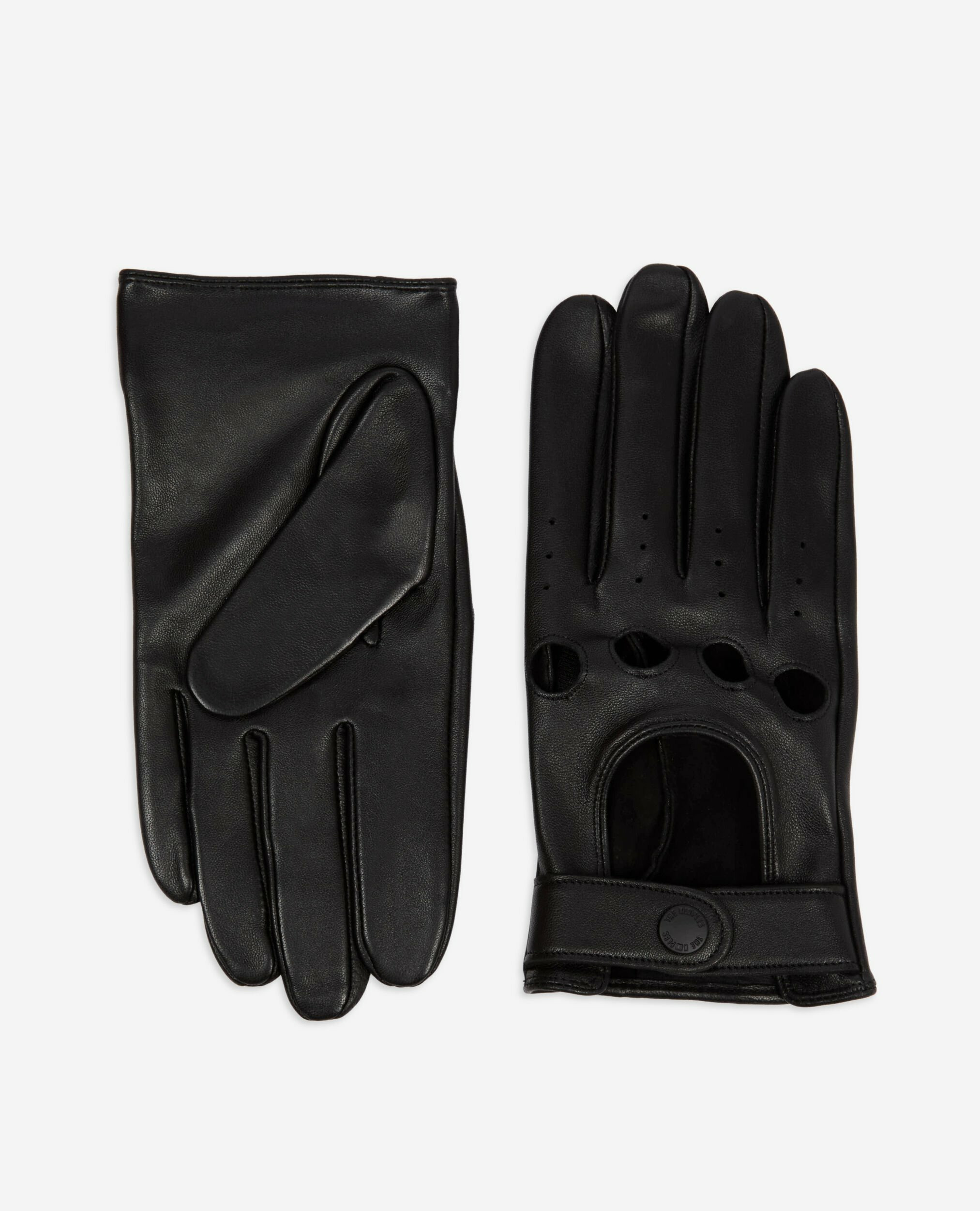 Gants Style Motard En Cuir Noir