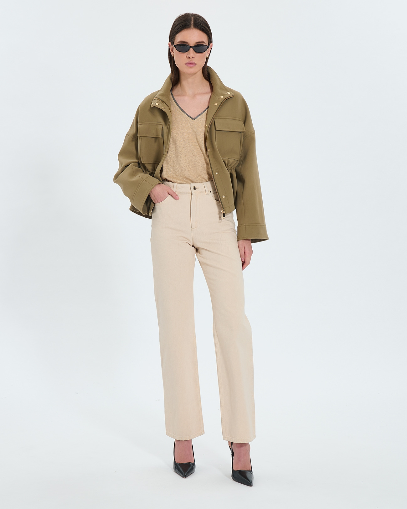 Jean crop beige