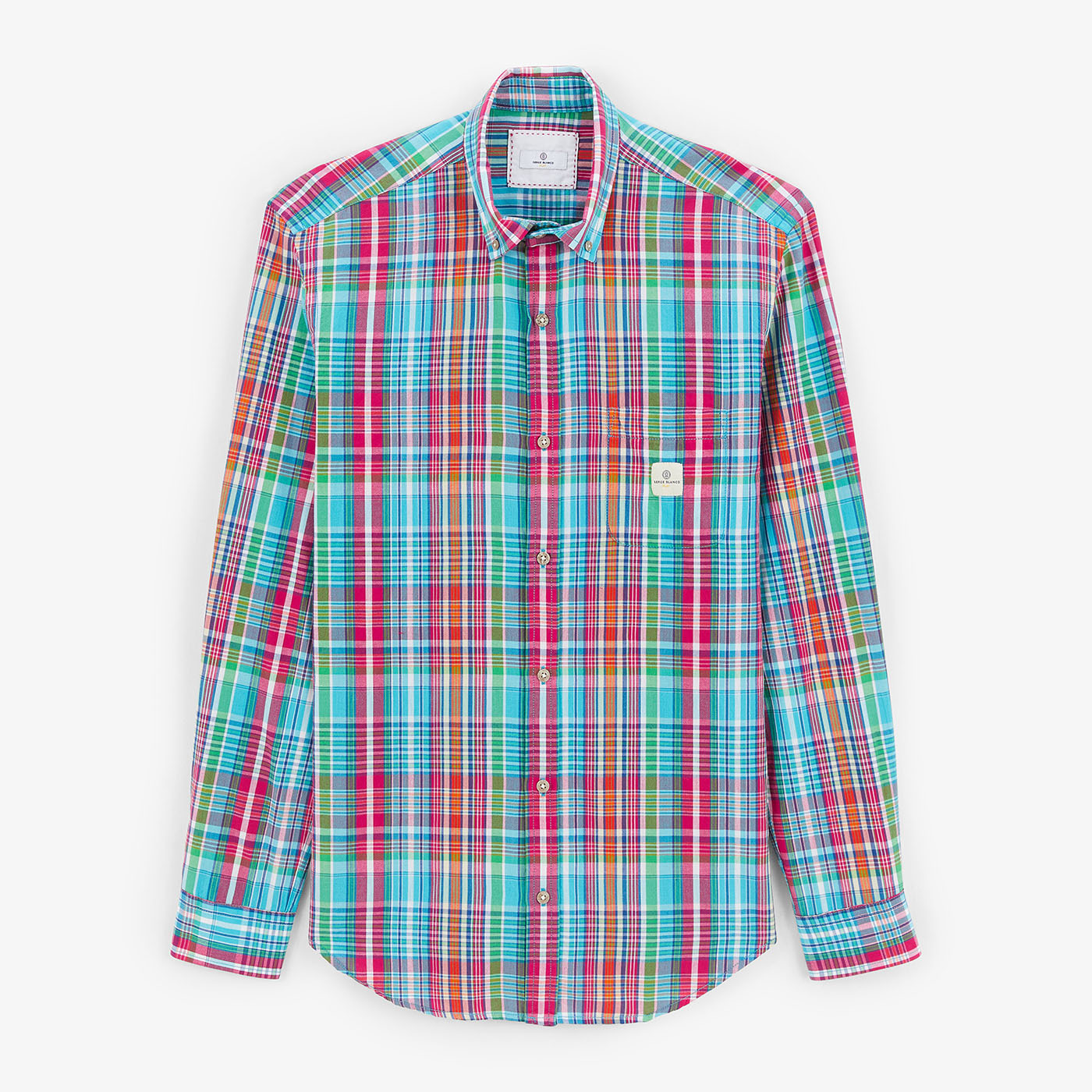 Chemise confort à carreaux vert mint