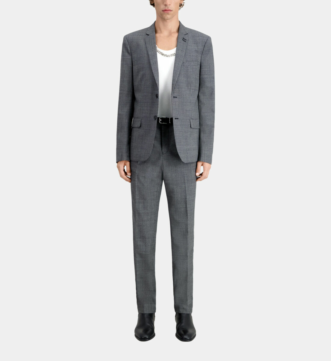 Veste De Costume Noire En Laine À Micro Motifs Homme