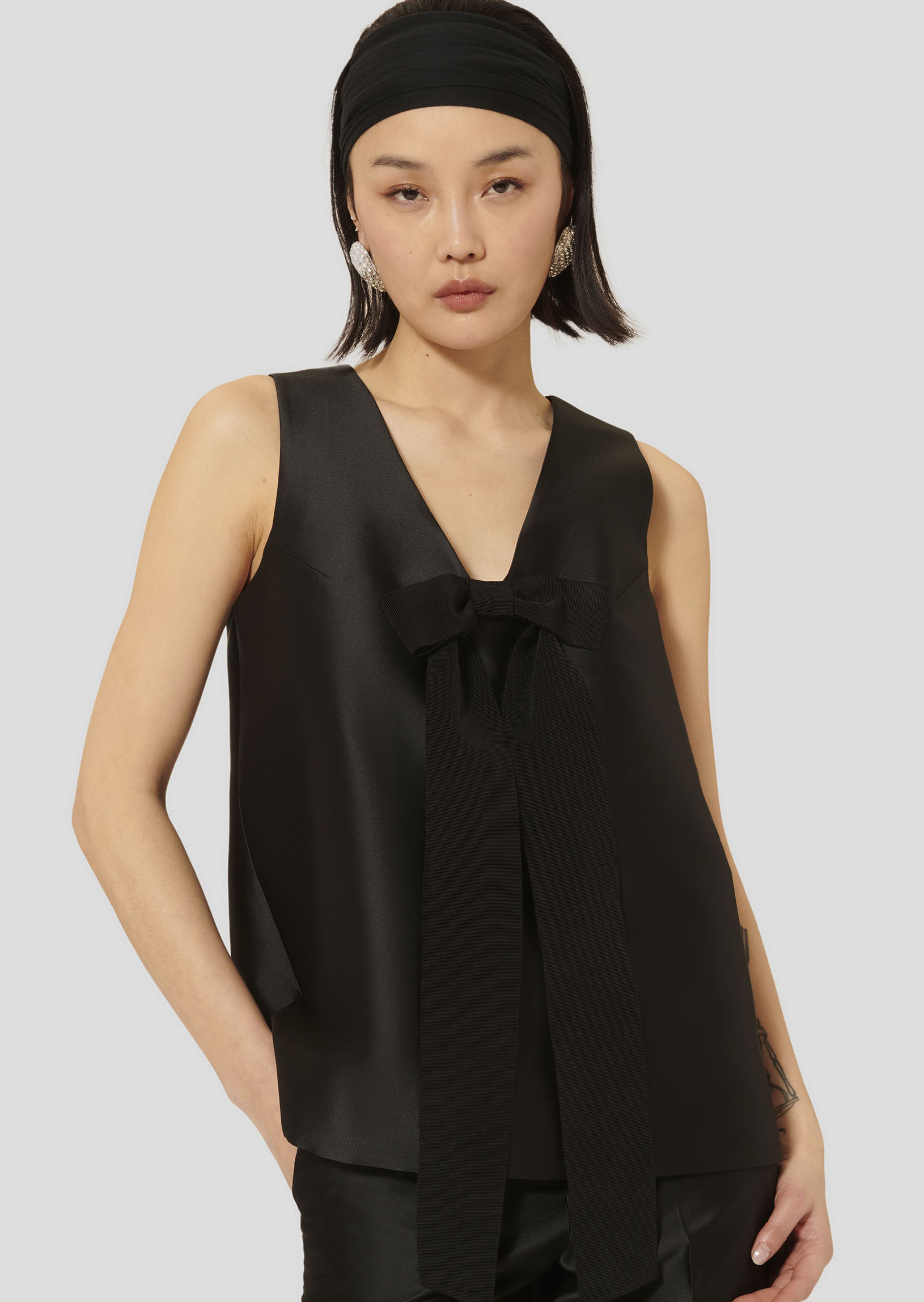 Top Topaze-Noir en Polyester