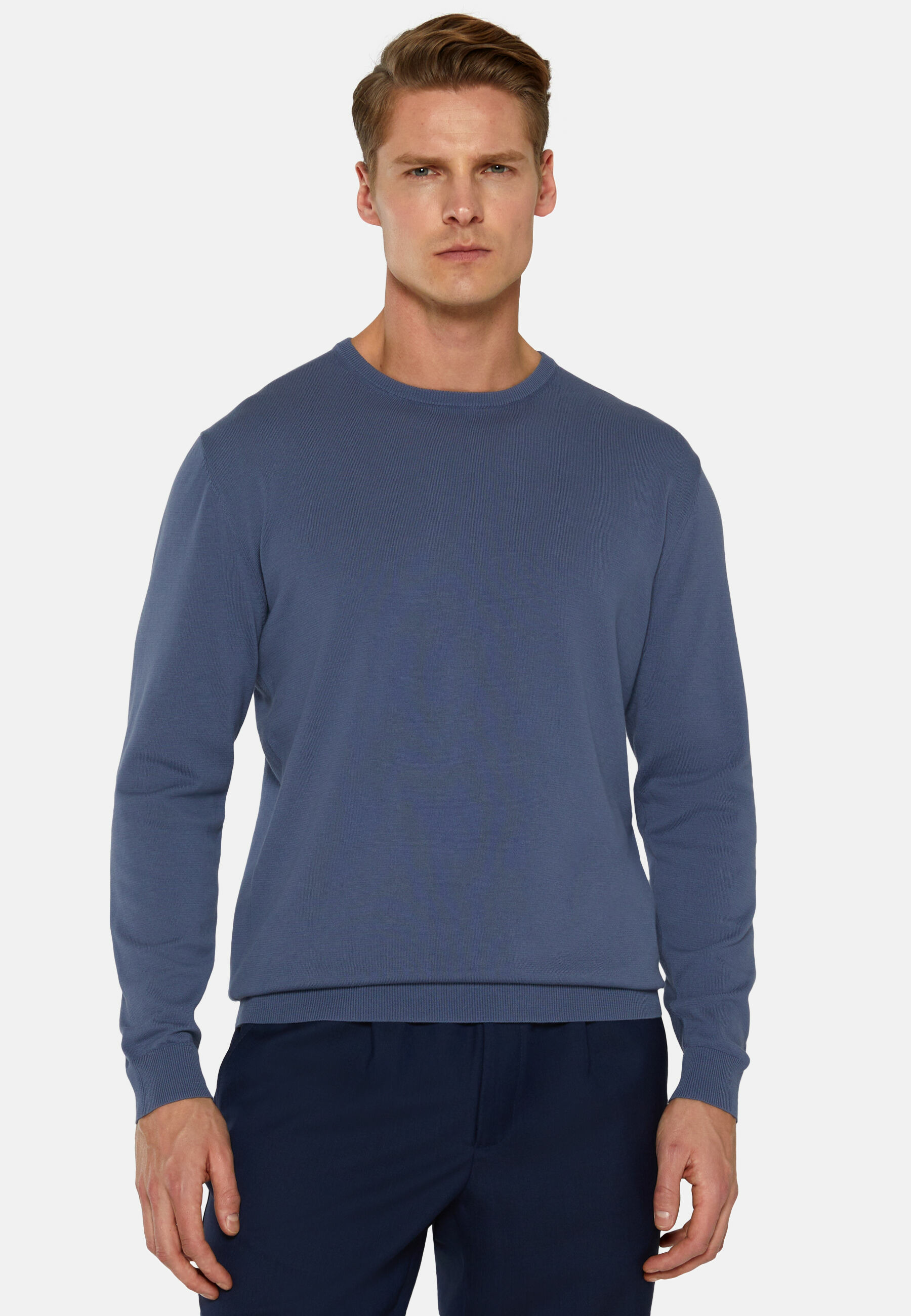 Pull Ras-du-cou Indigo En Coton Pima