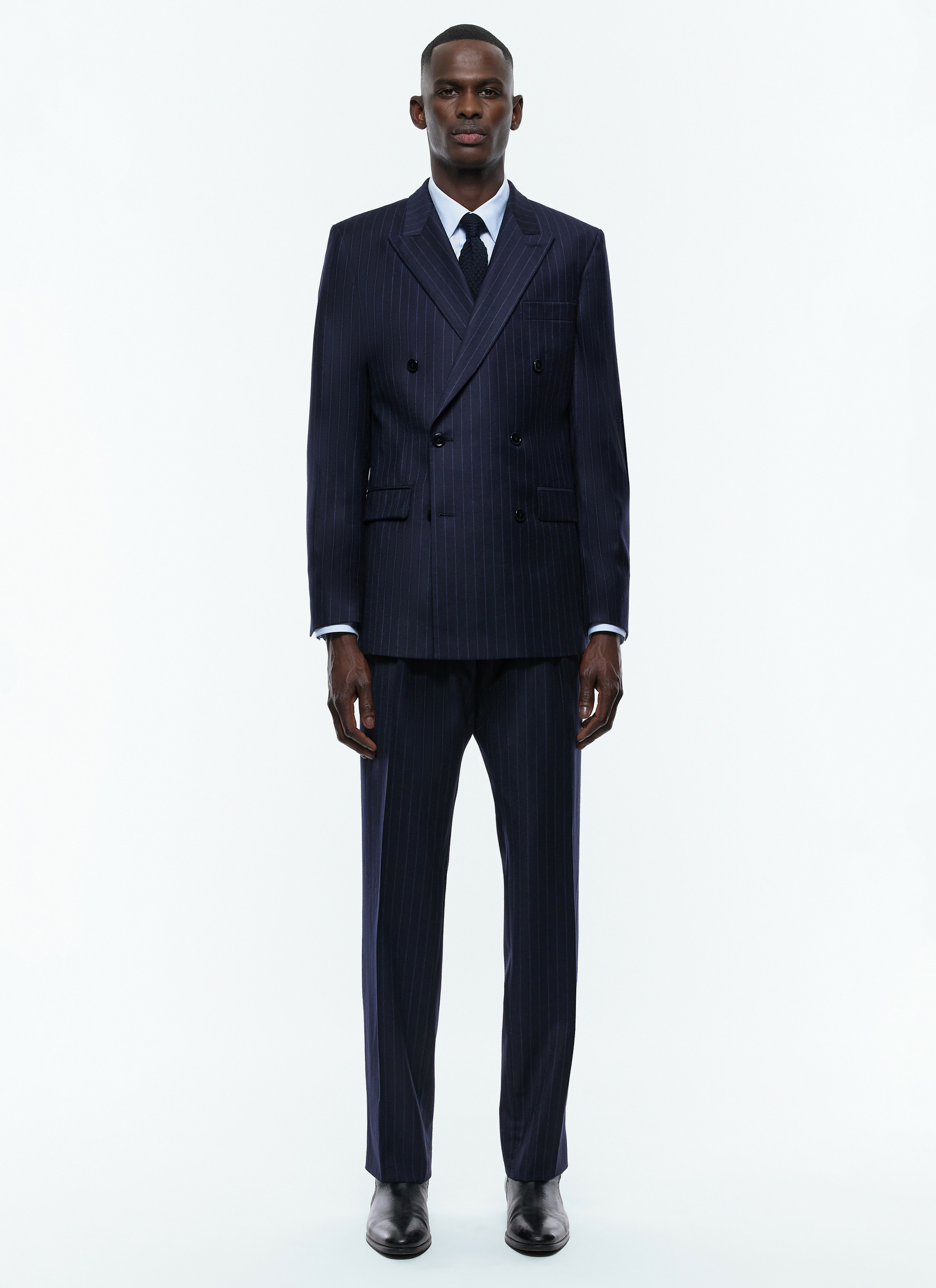 Costume croisé en flanelle de laine