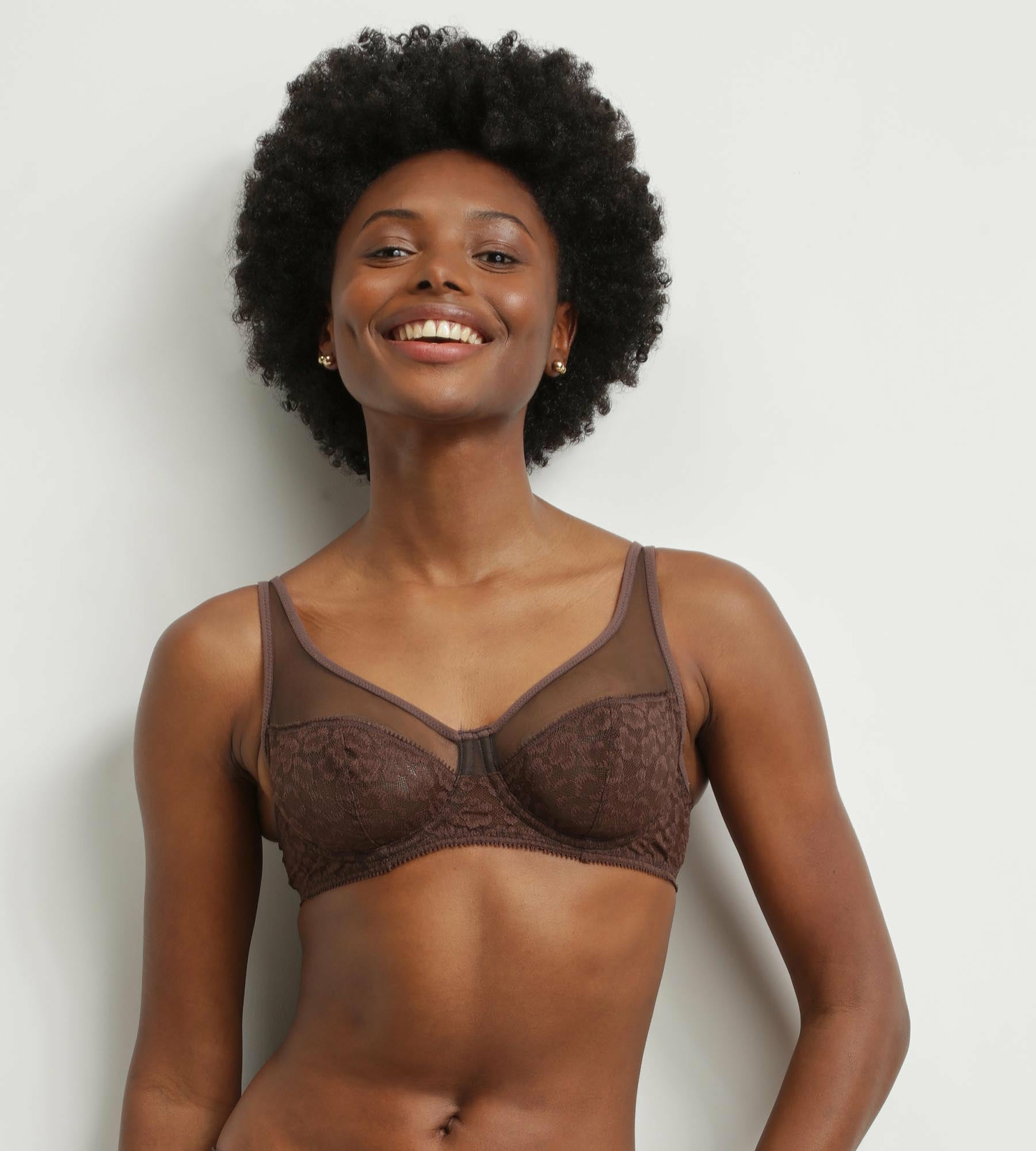 Soutien-gorge emboitant en dentelle léopard Chocolat Dim Generous