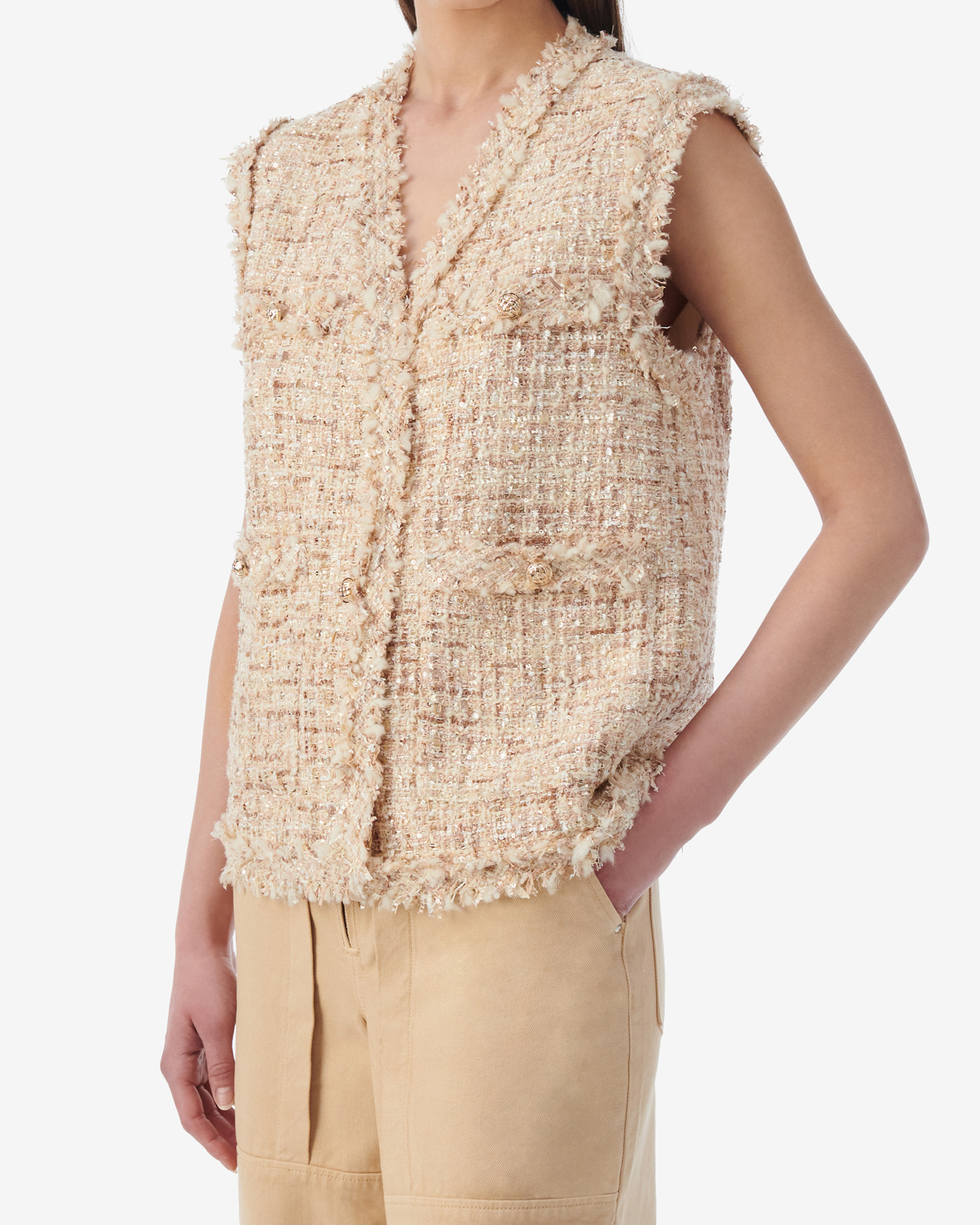 Veste Sans Manches En Tweed