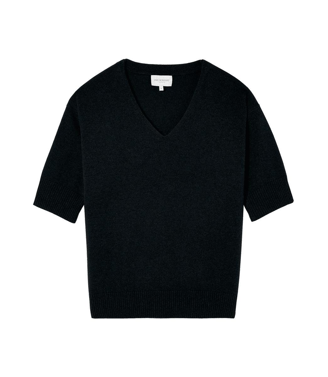 Maxi pull V manches courtes contemporain - Femme - NOIR