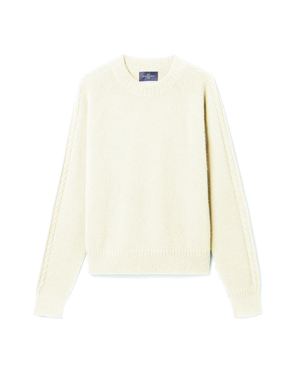 Pull col rond détail torsade - Femme - NATUREL