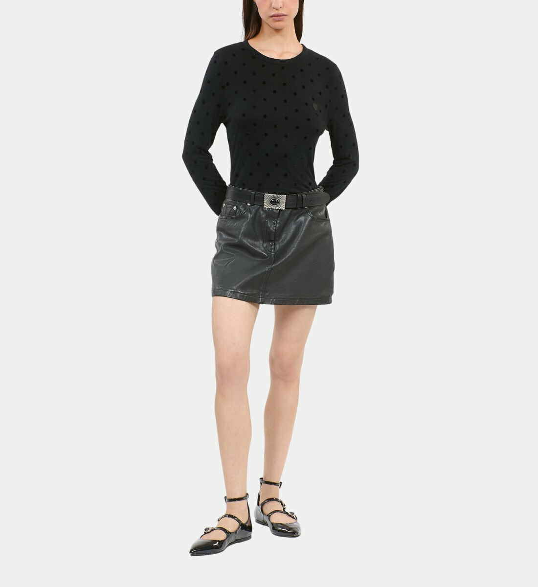 T-Shirt Manches Longues Noir Femme