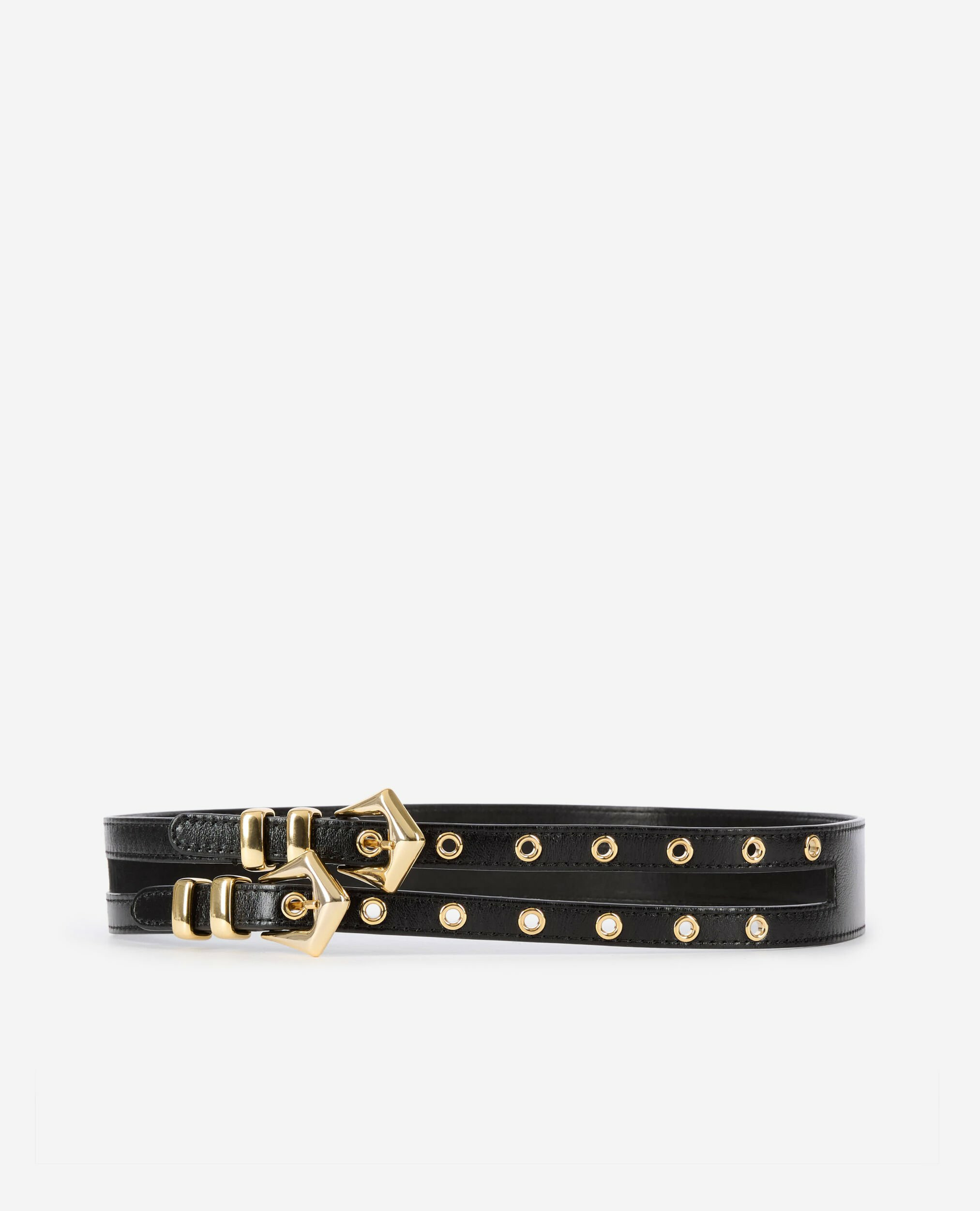 Ceinture À Double Boucle En Cuir Noir