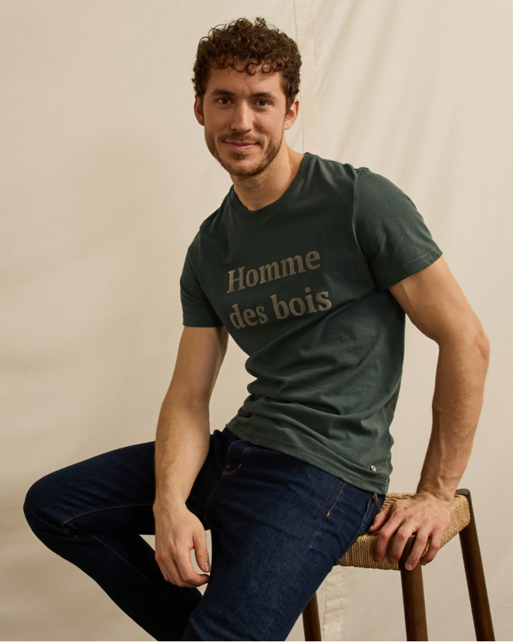 T-shirt col rond vert foncé Homme des bois