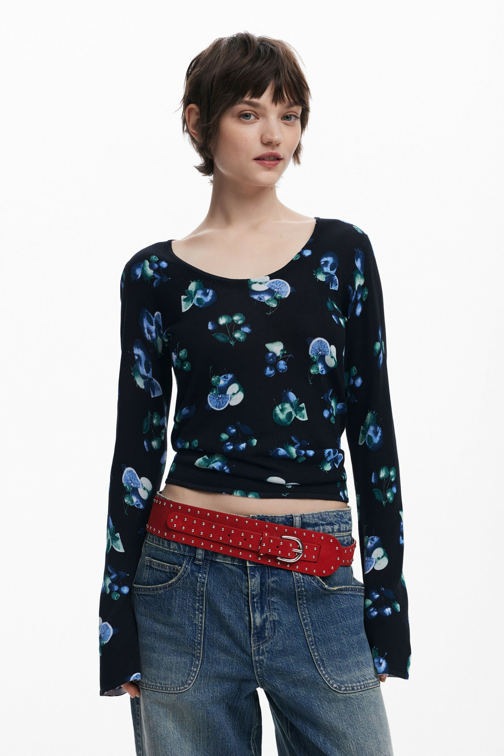 Pull fruits col montant