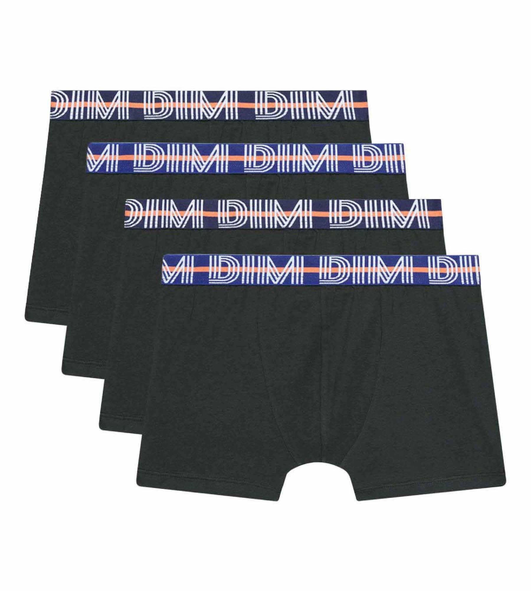 Lot de 4 boxers garçon coton stretch ceinture contrastée Noir EcoDim