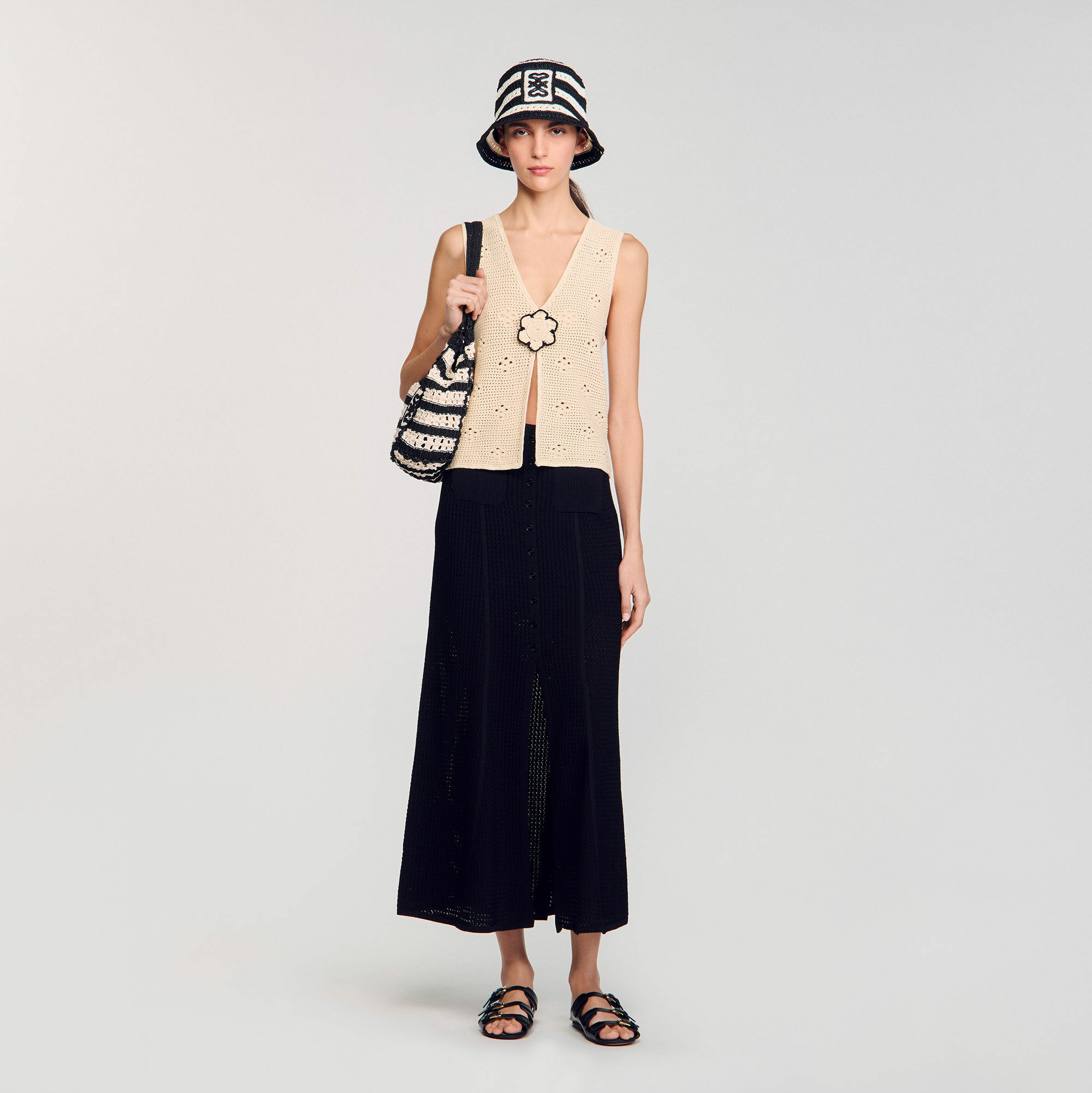 Jupe longue en maille fantaisie