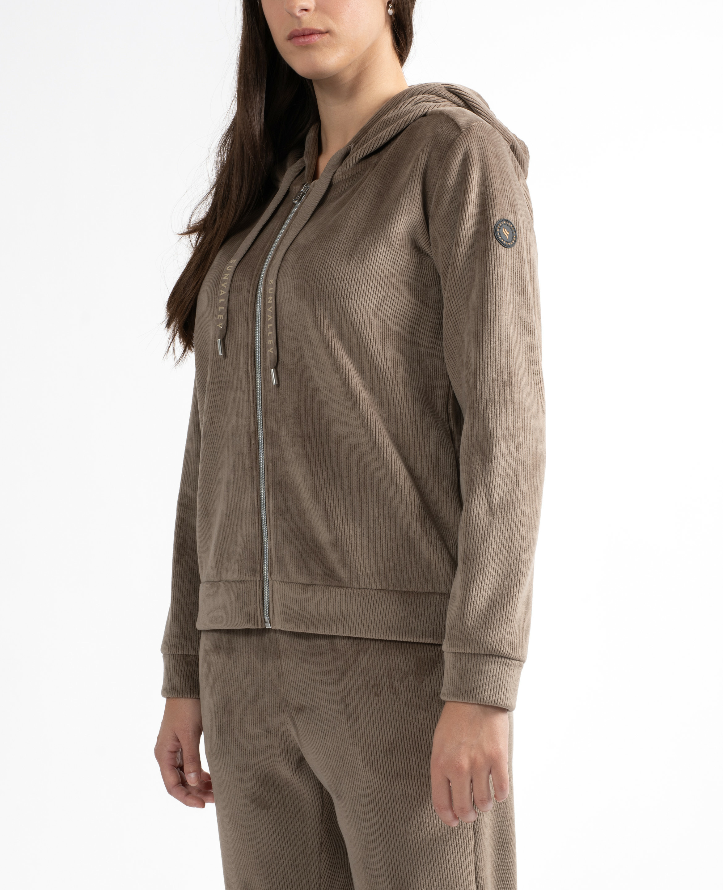 Veste à capuche en velours côtelé