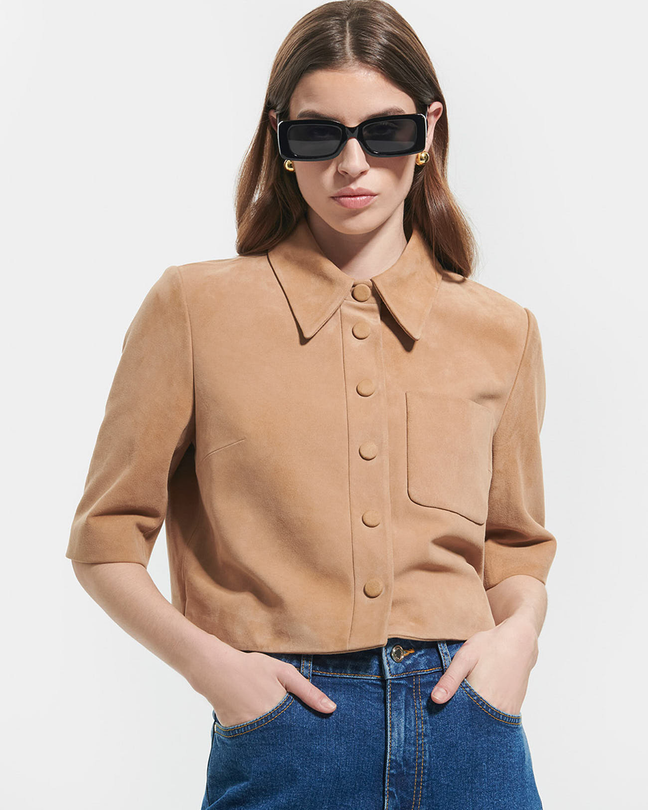 Chemise Celina Beige en cuir