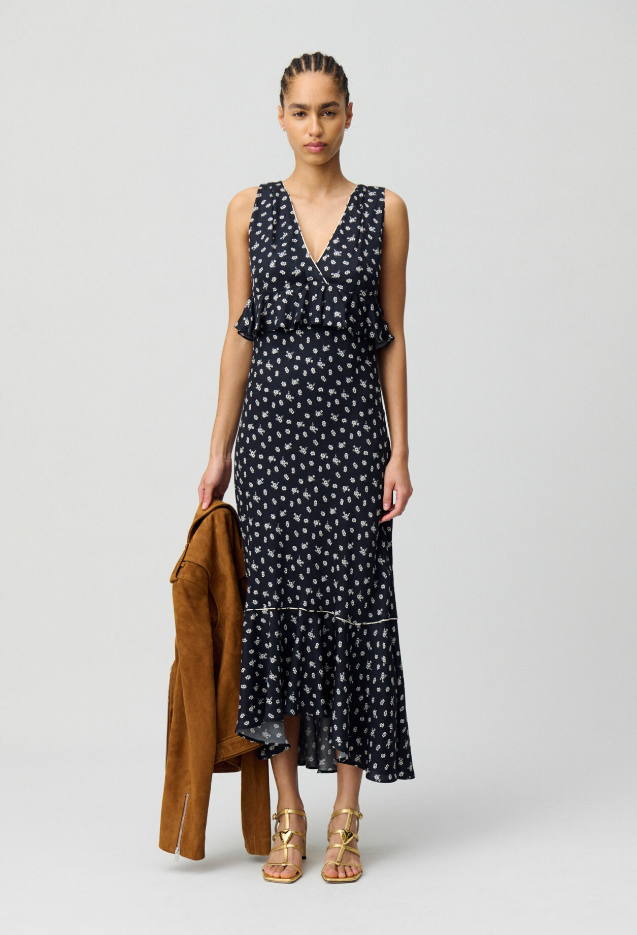 Robe longue volantée