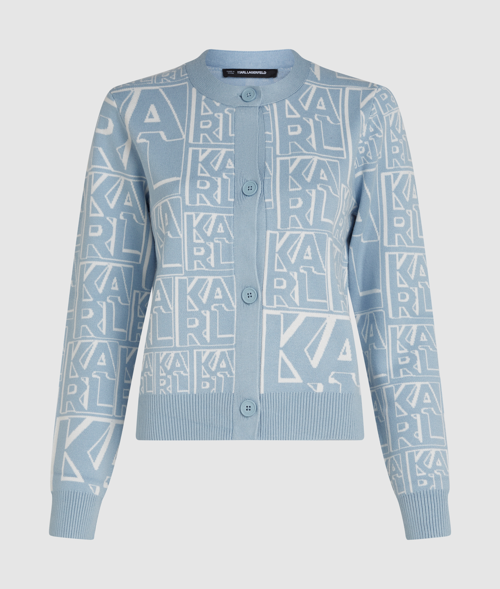 JACQUARD BLOCK LOGO CARDIGAN