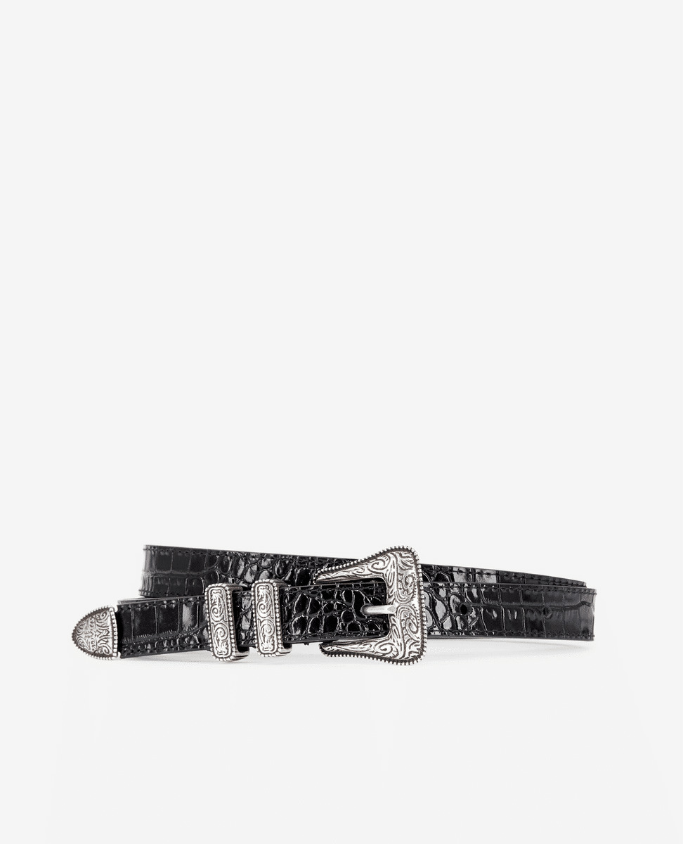 Ceinture Western En Cuir Embossé Croco