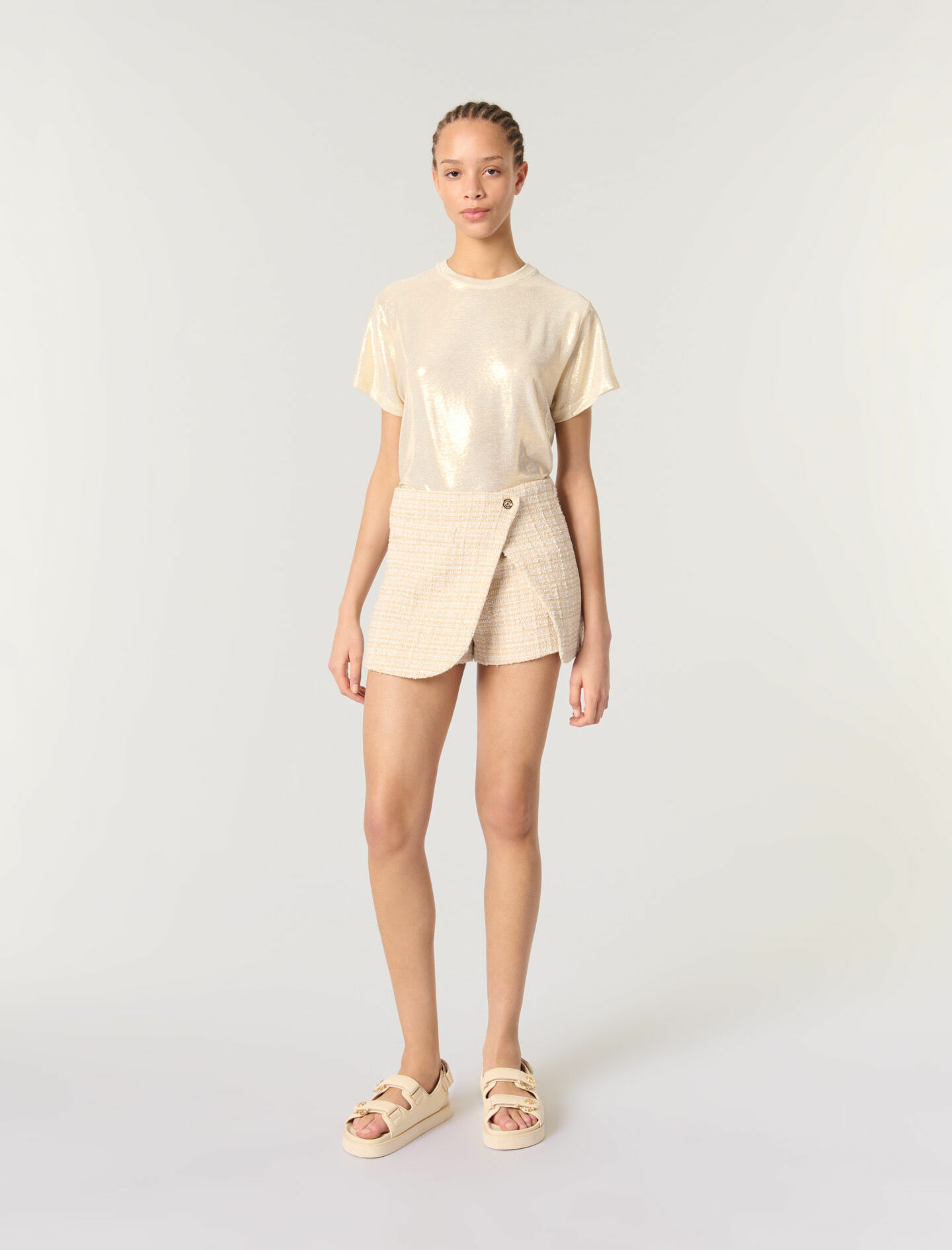 Short trompe l'œil en tweed