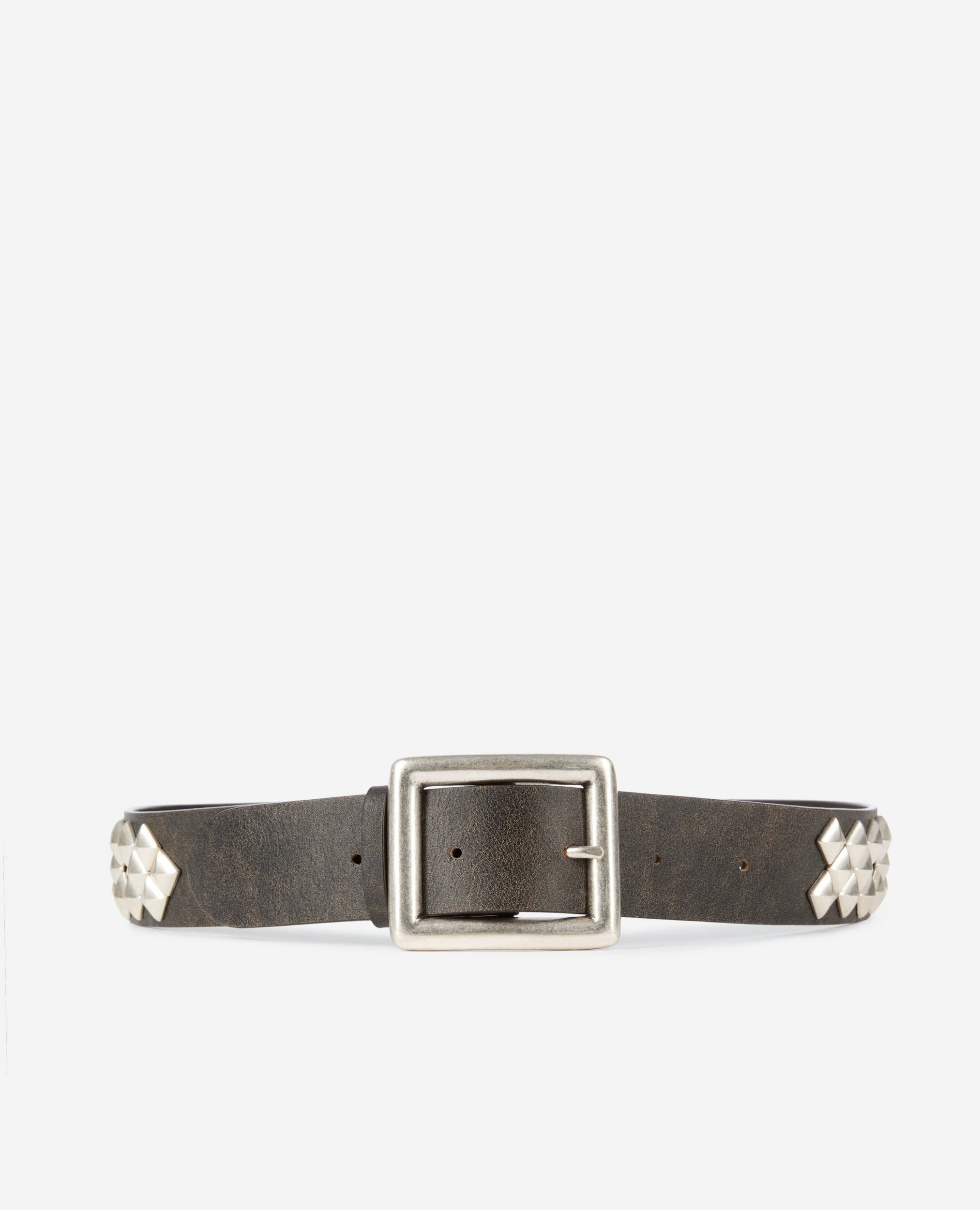 Ceinture Cloutée En Cuir Marron