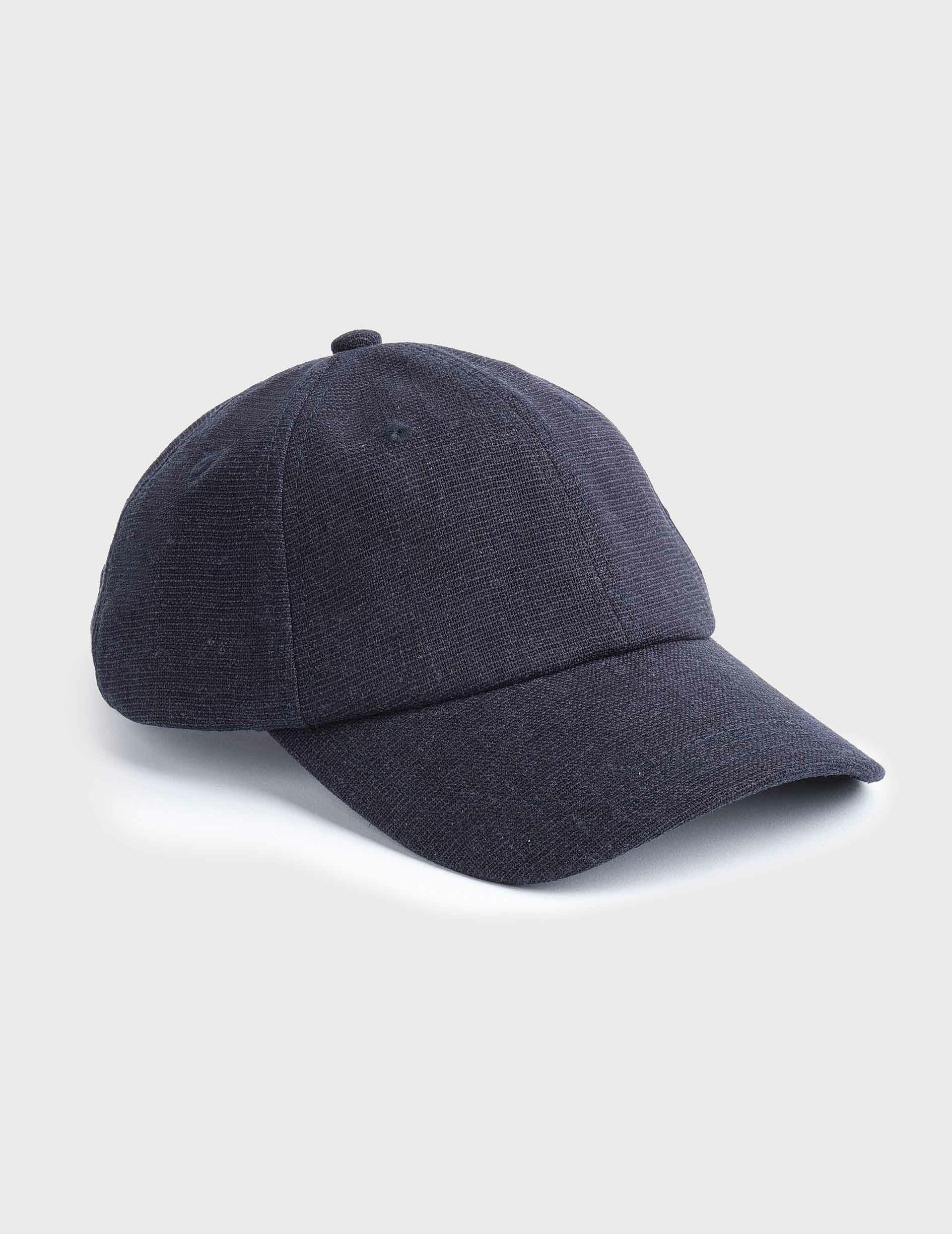Casquette en toile de viscose et lin marine