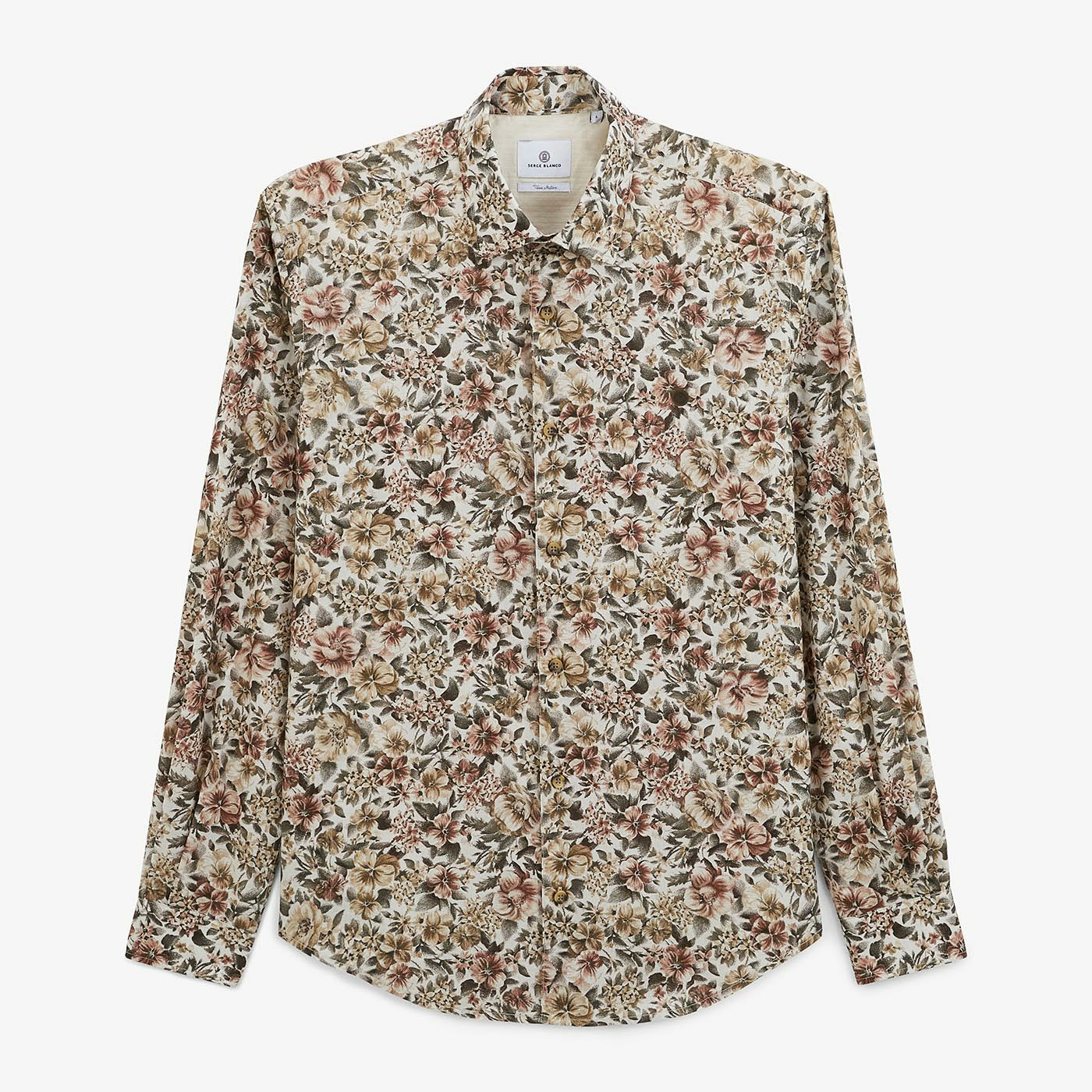 Chemise à fleurs vert militaire