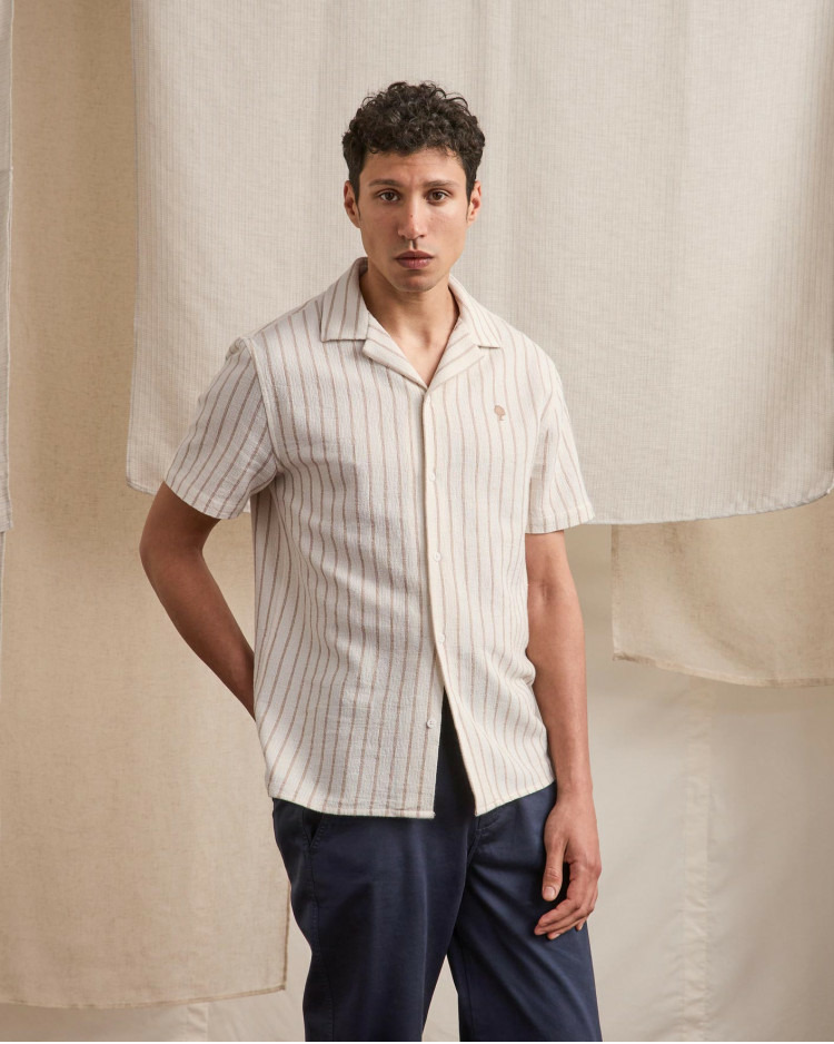 Chemise rose & vertes