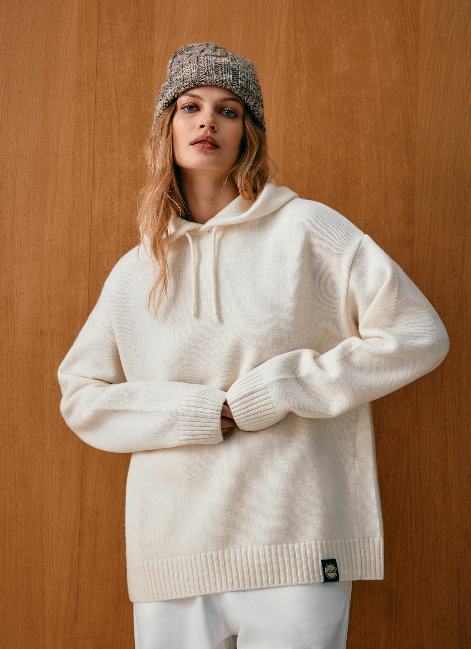 Pull en laine mélangée à capuche