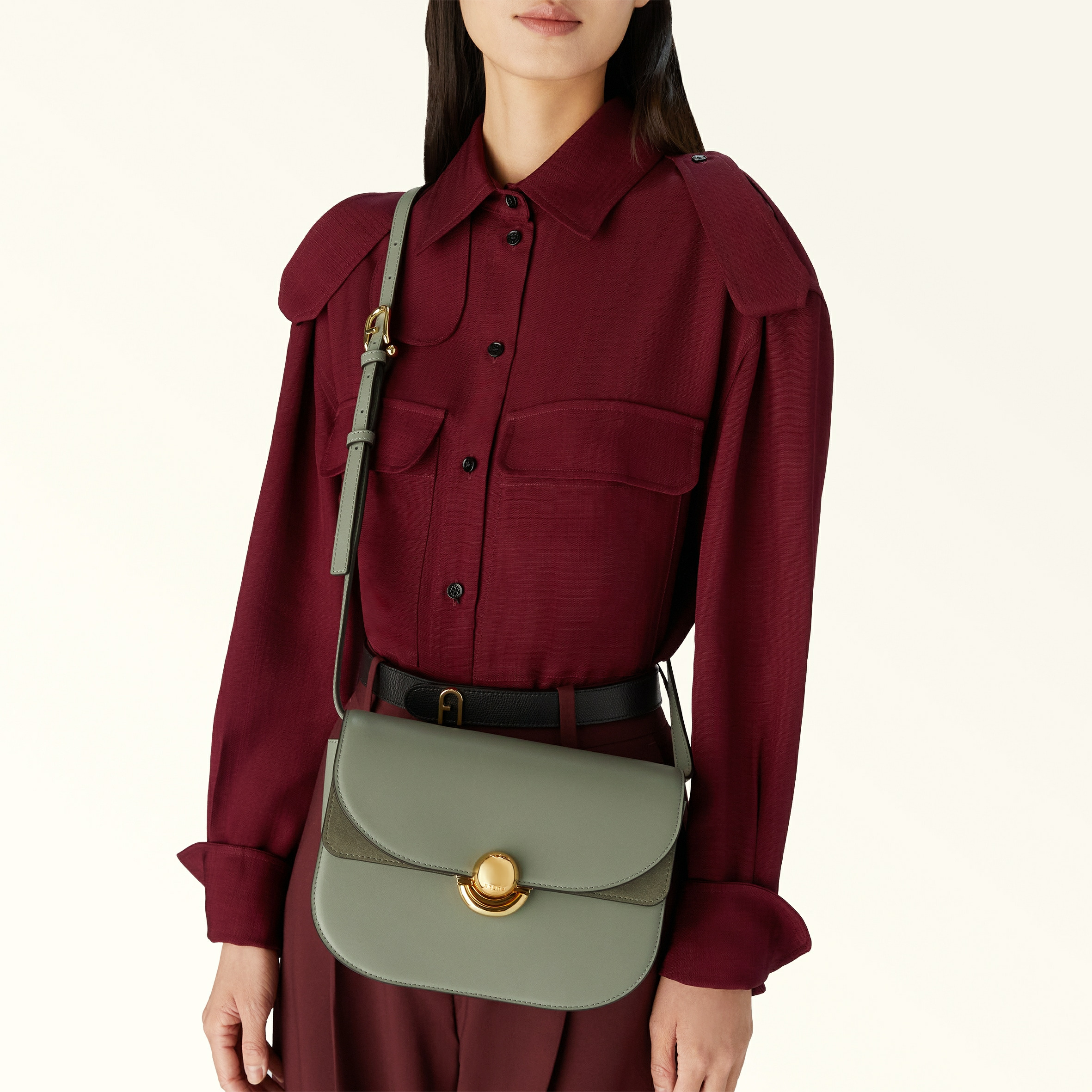 FURLA SFERA S CROSSBODY ROUND - VITELLO ROMA+SUEDE